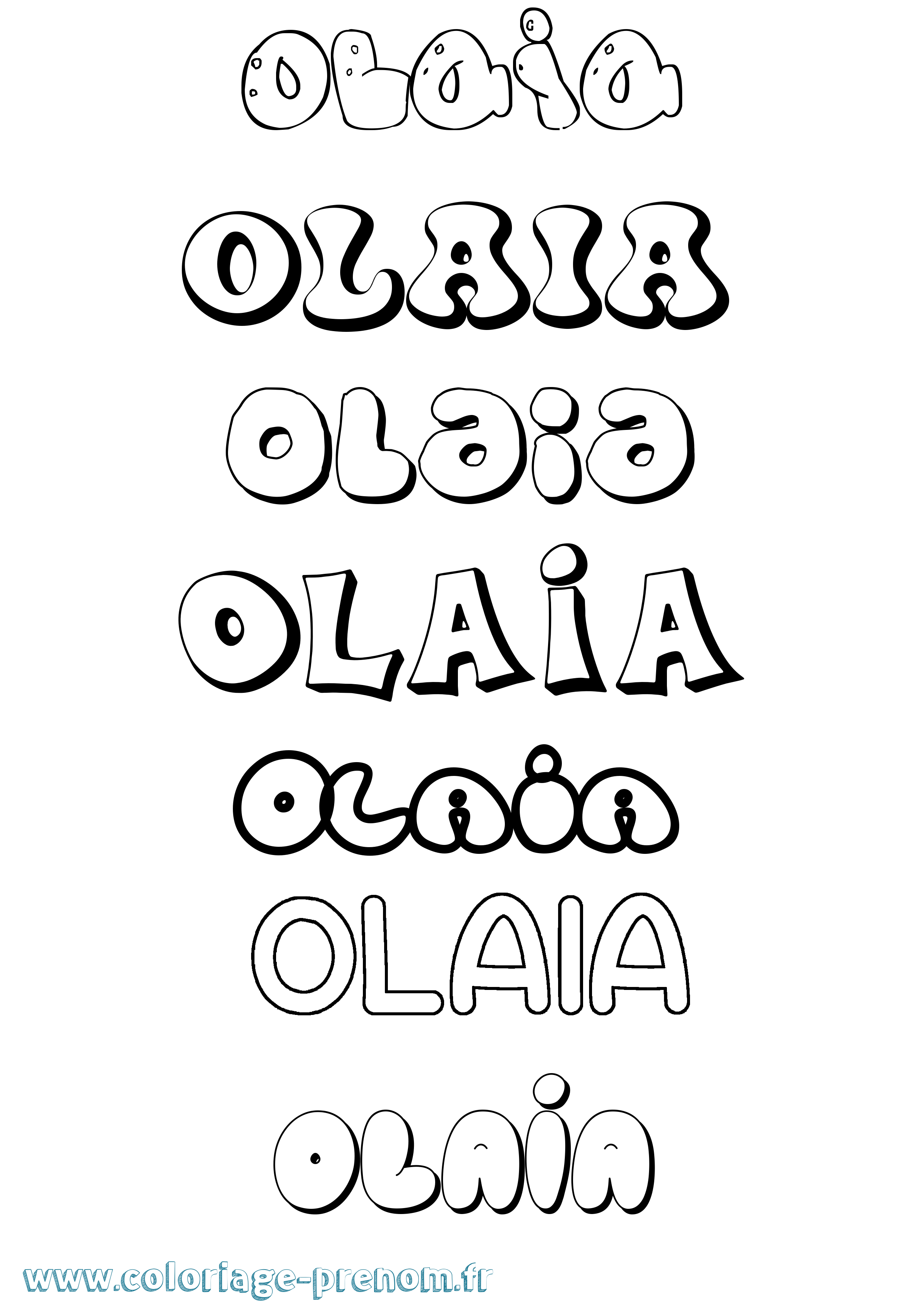 Coloriage Olaia Bubble Coloriage prénom Olaia Bubble