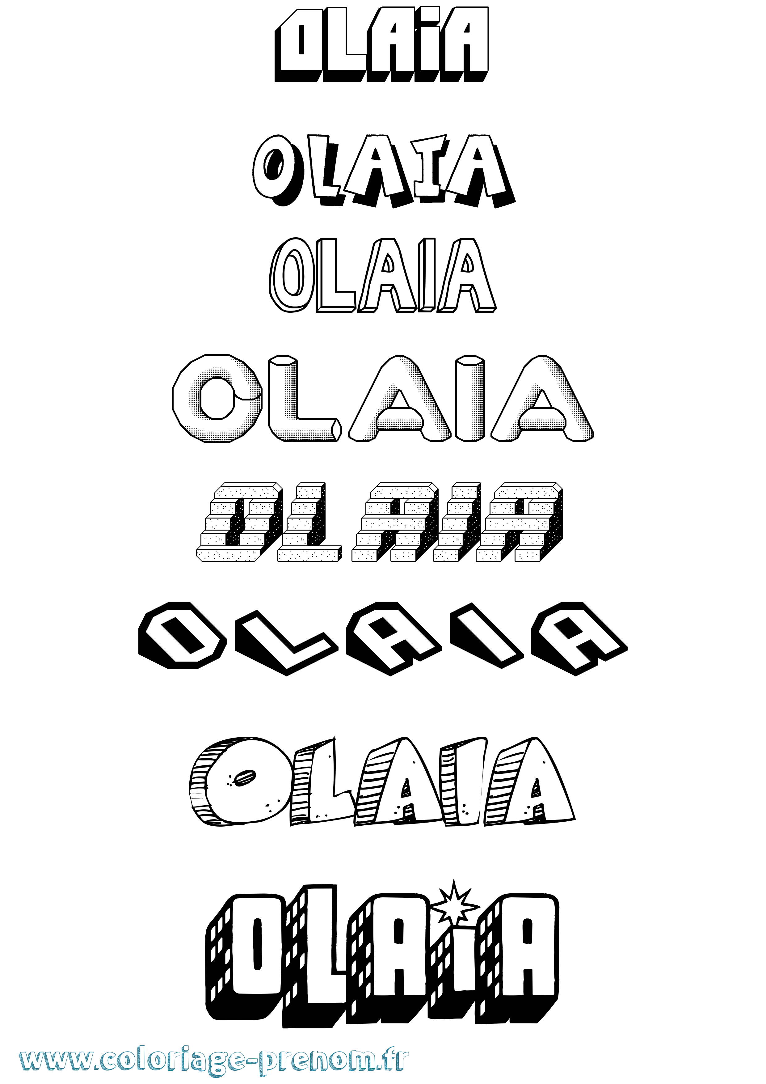 Coloriage Olaia Effet 3D Coloriage prénom Olaia Effet 3D