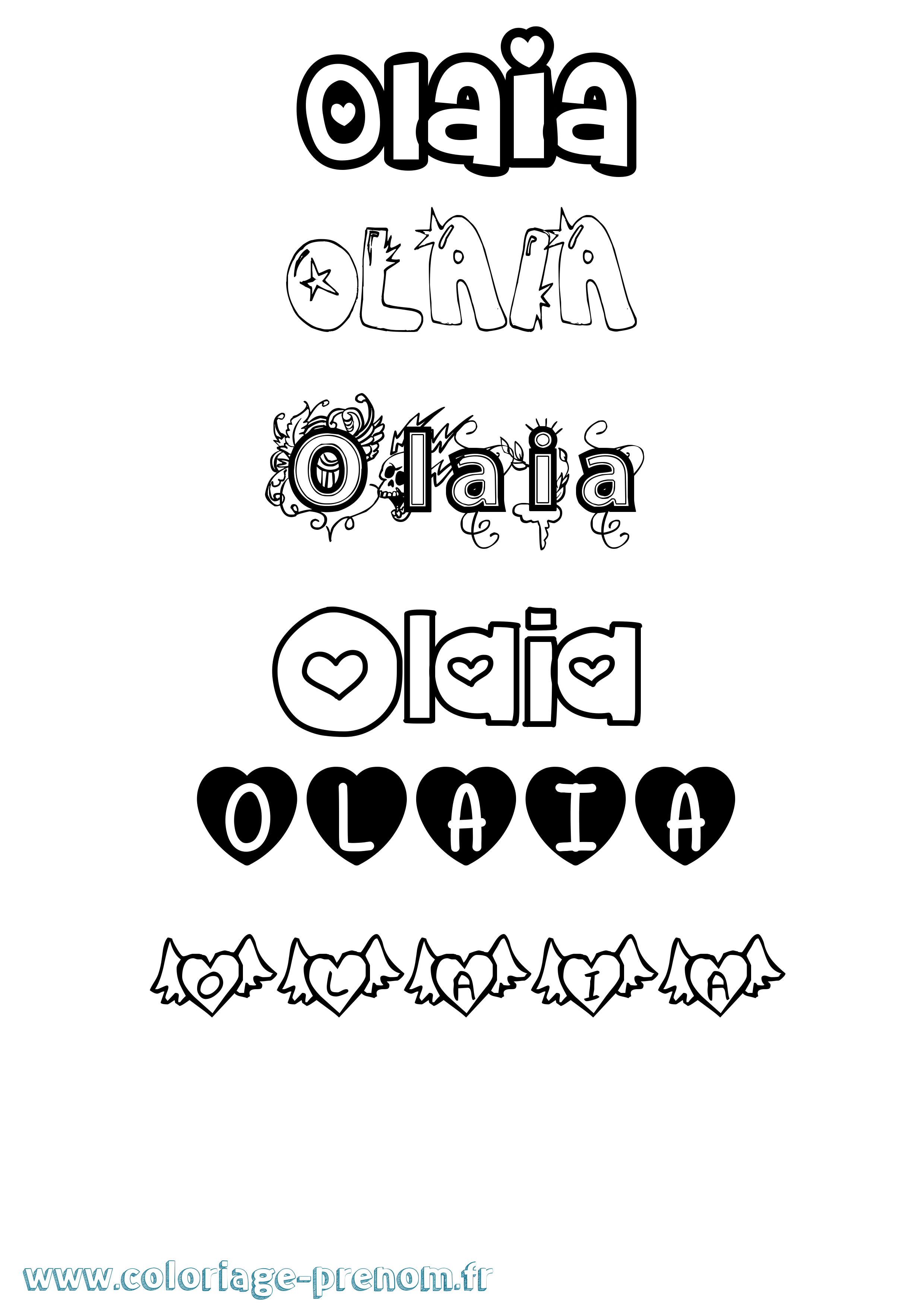 Coloriage prénom Olaia Girly