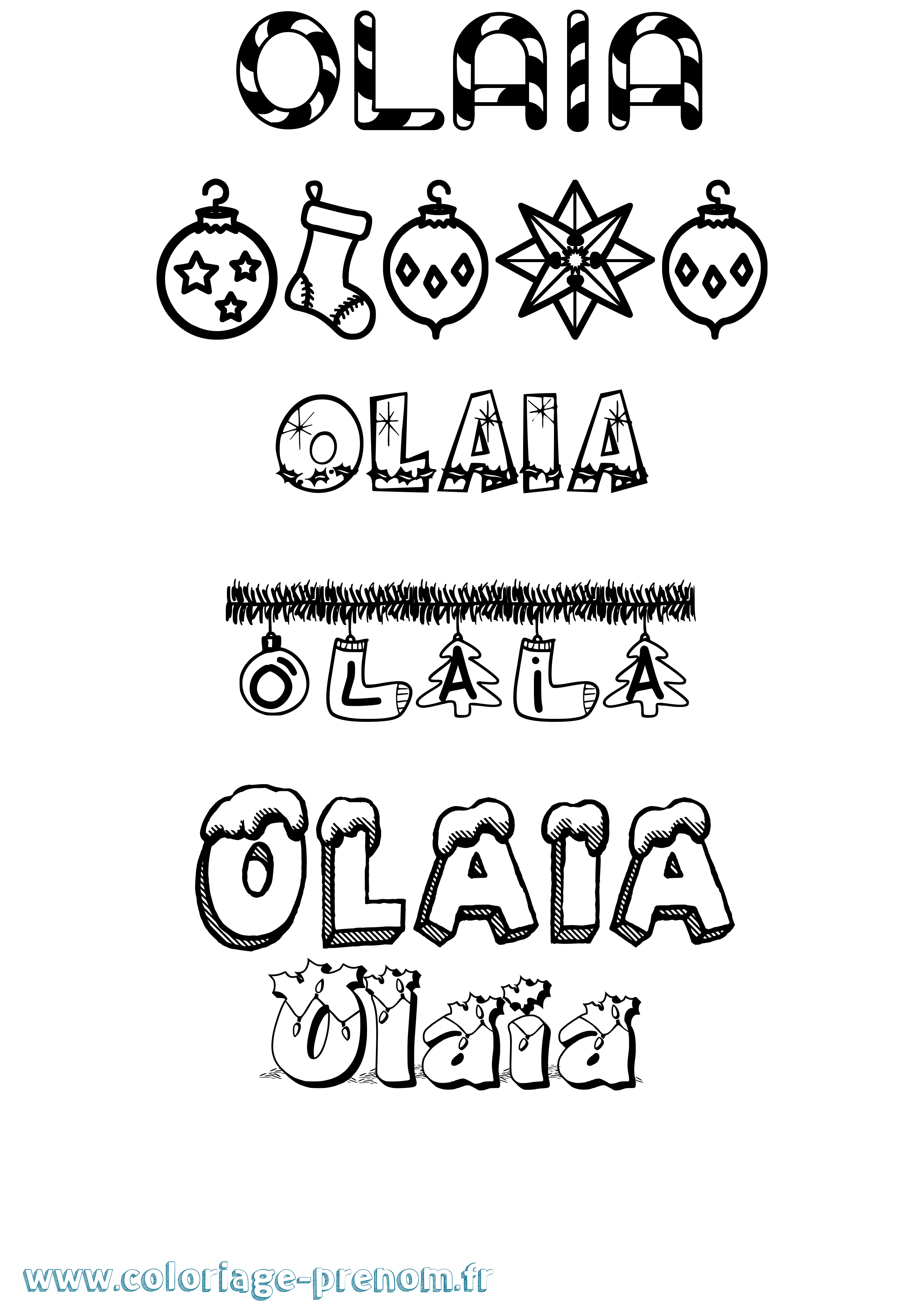 Coloriage Olaia Noël Coloriage prénom Olaia Noël