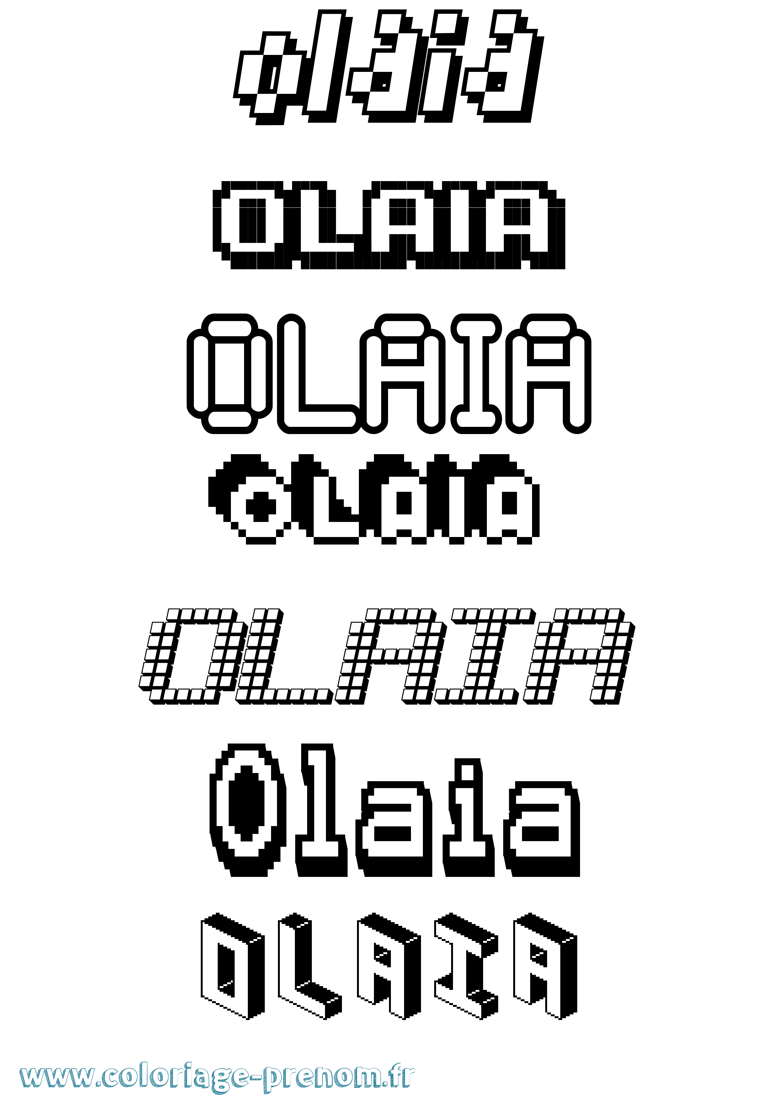 Coloriage prénom Olaia Pixel