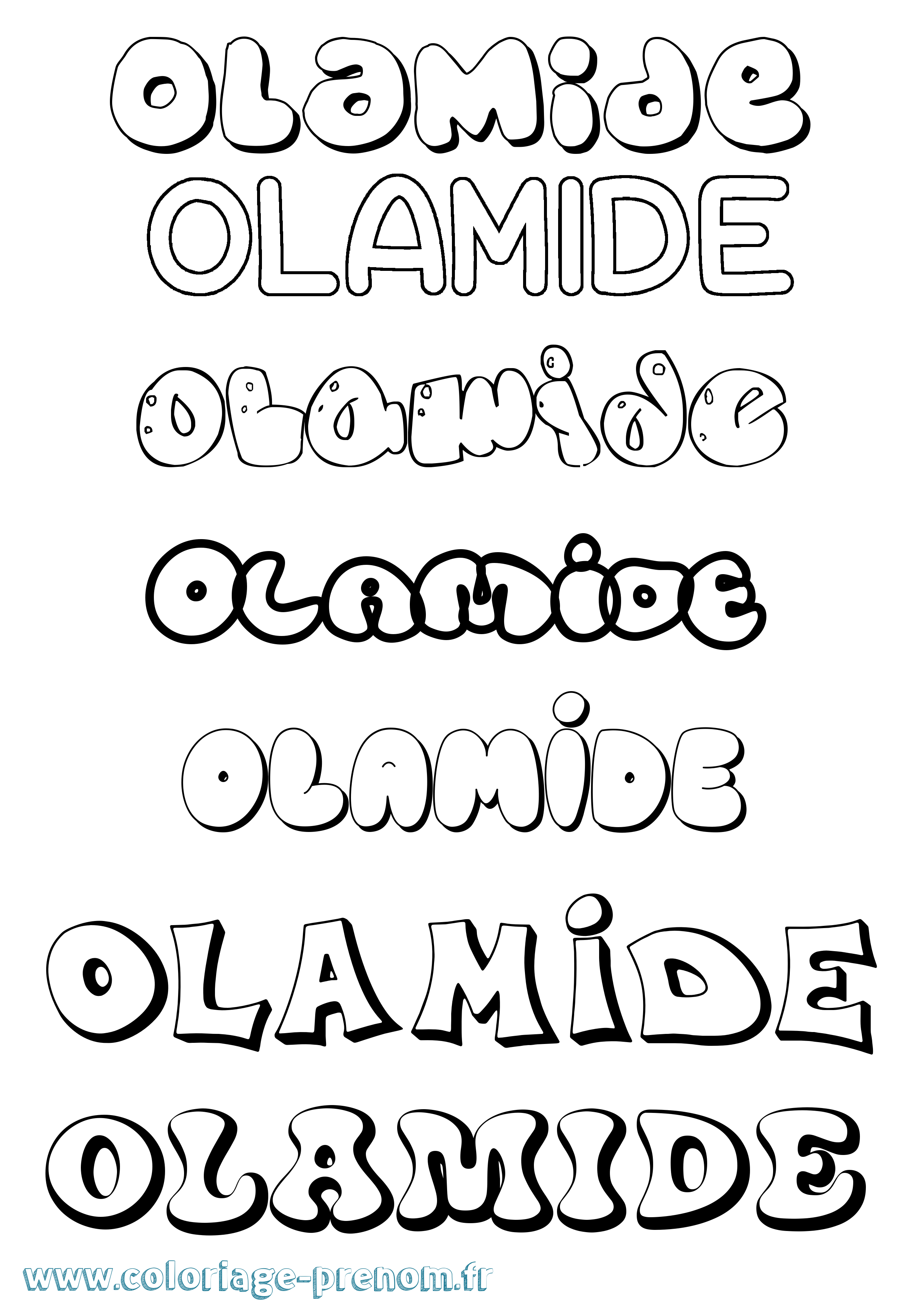 Coloriage prénom Olamide Bubble