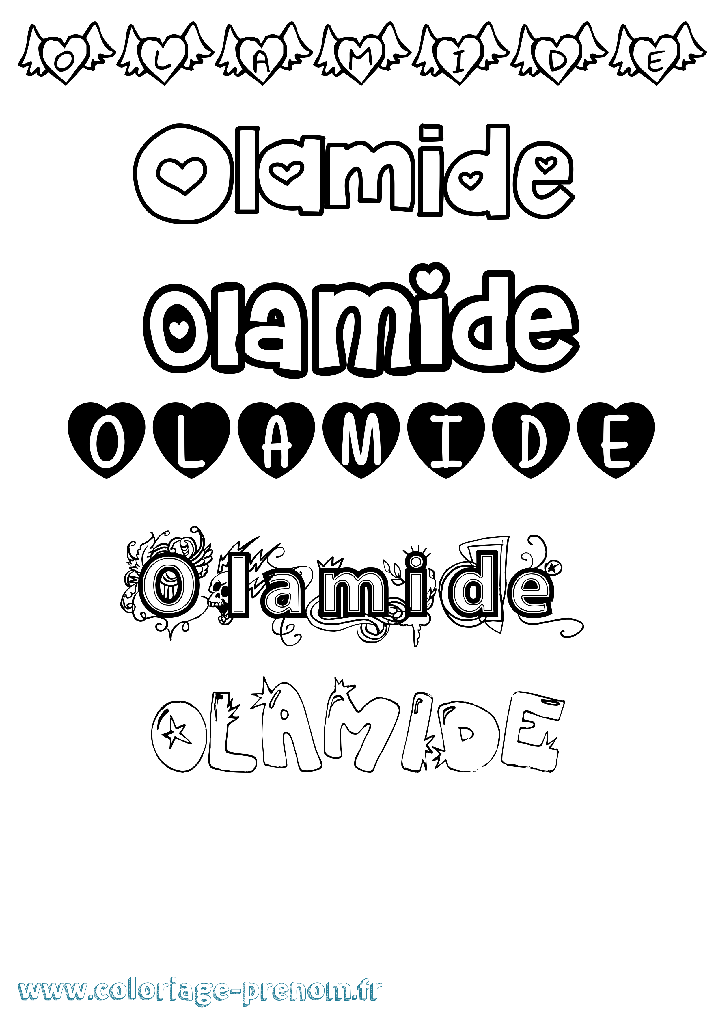 Coloriage prénom Olamide Girly