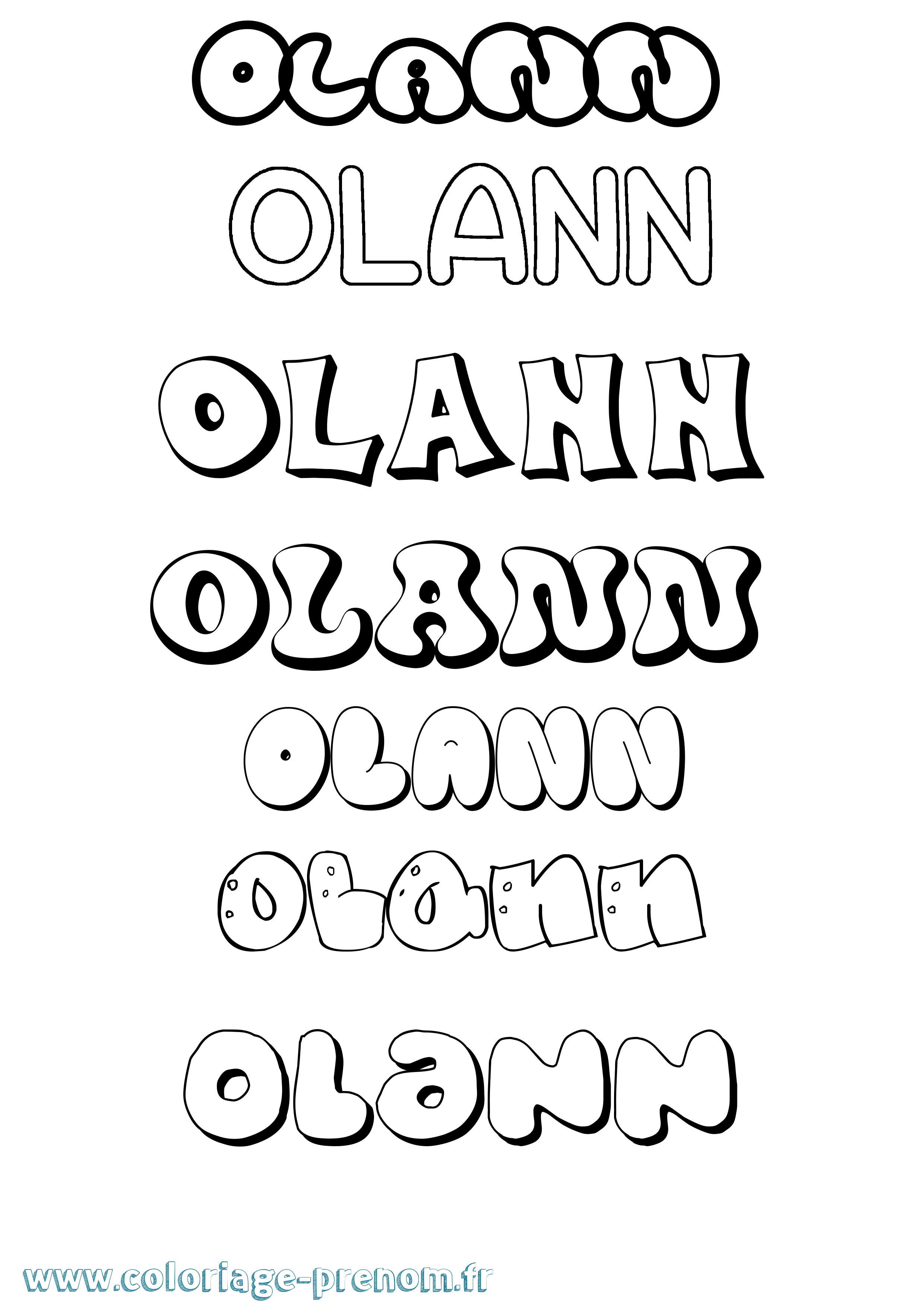Coloriage prénom Olann Bubble