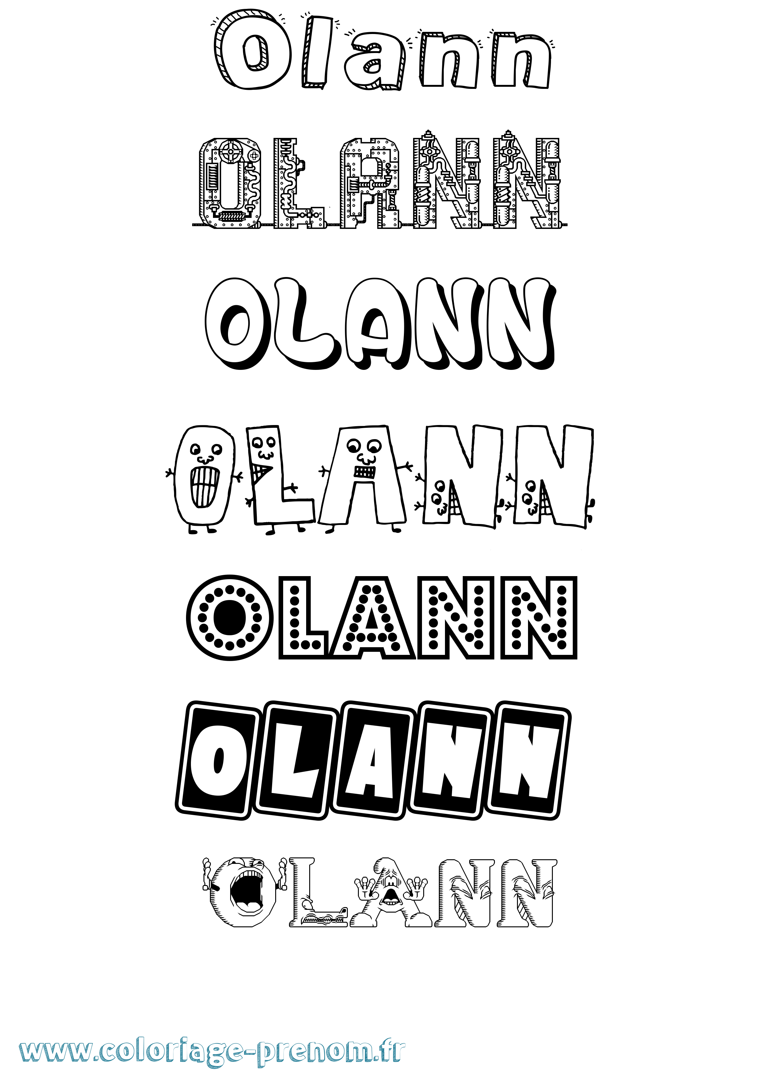 Coloriage prénom Olann Fun