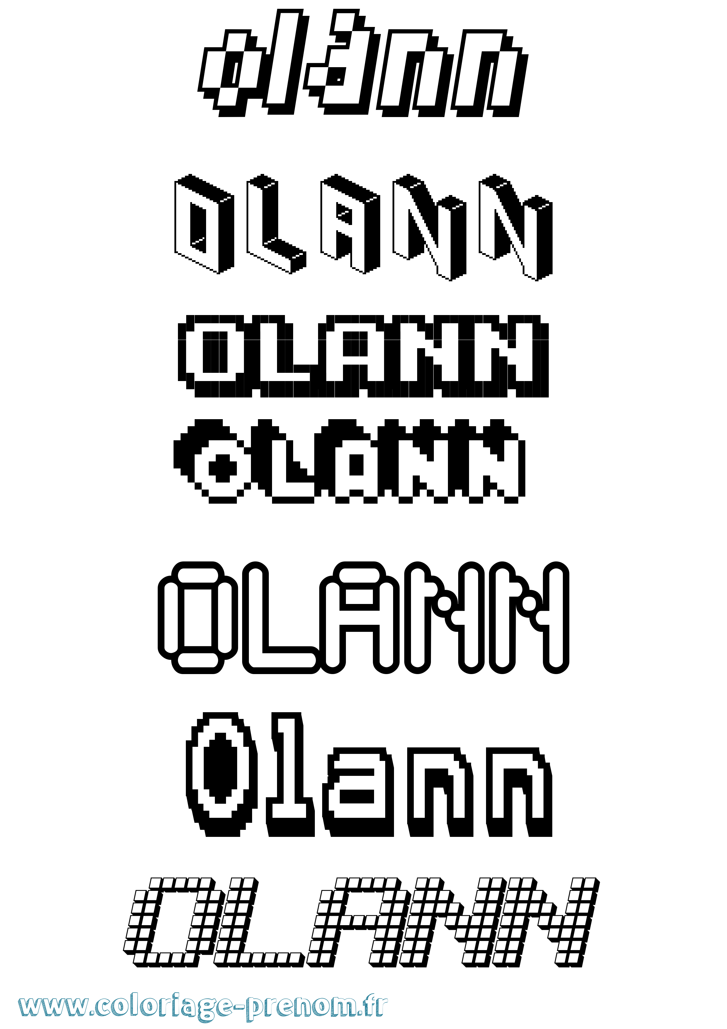 Coloriage prénom Olann Pixel
