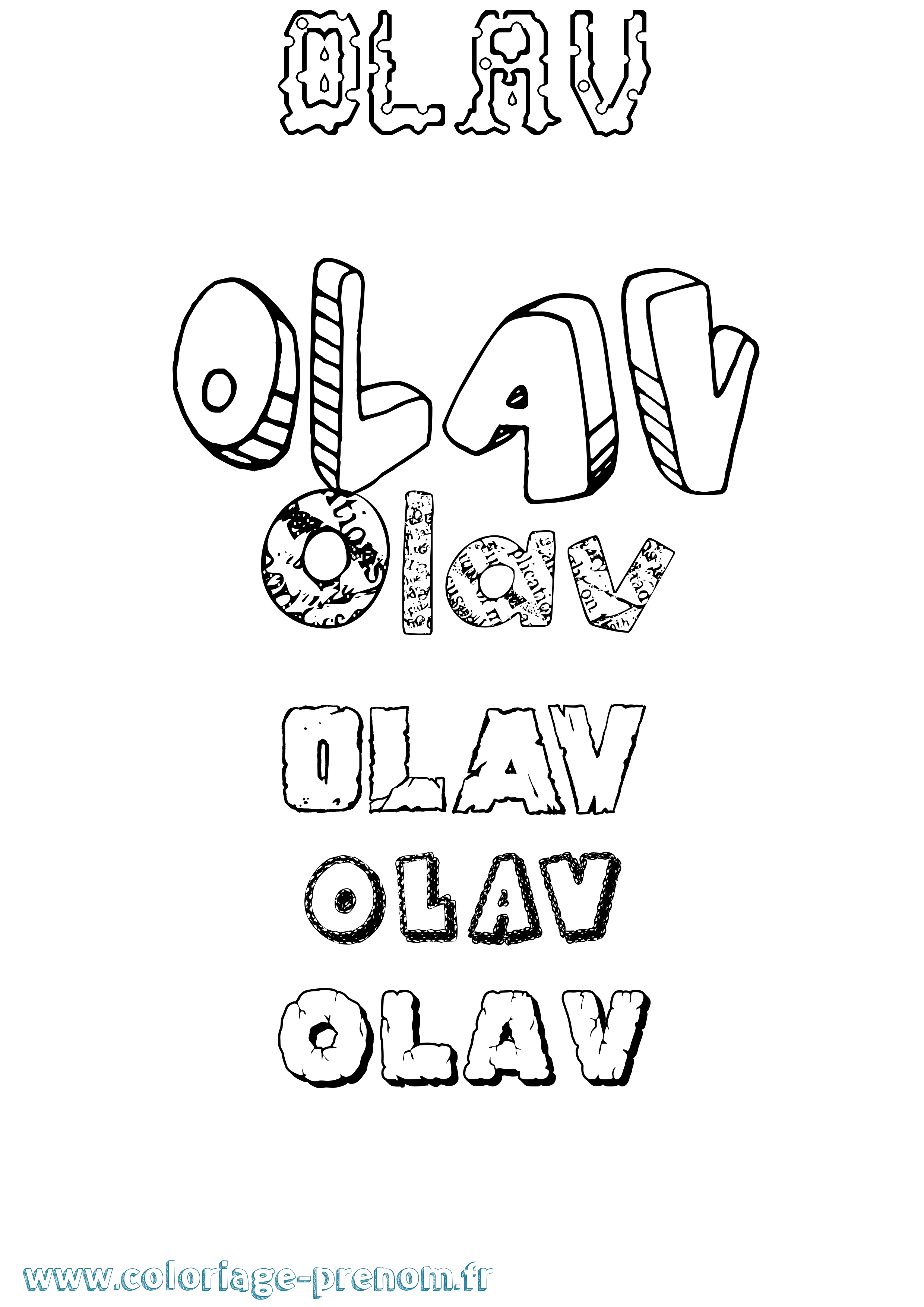 Coloriage prénom Olav Destructuré