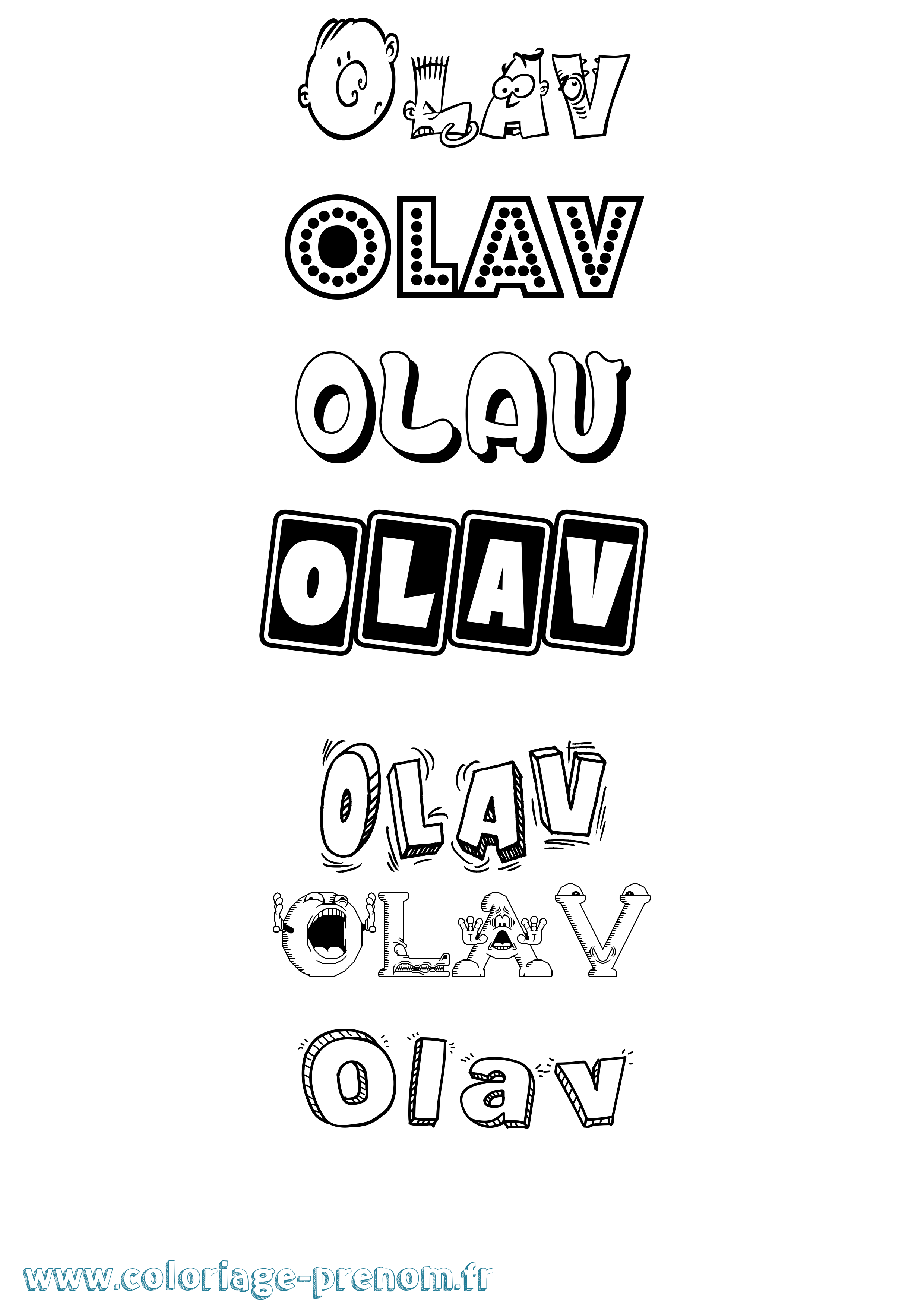 Coloriage prénom Olav Fun