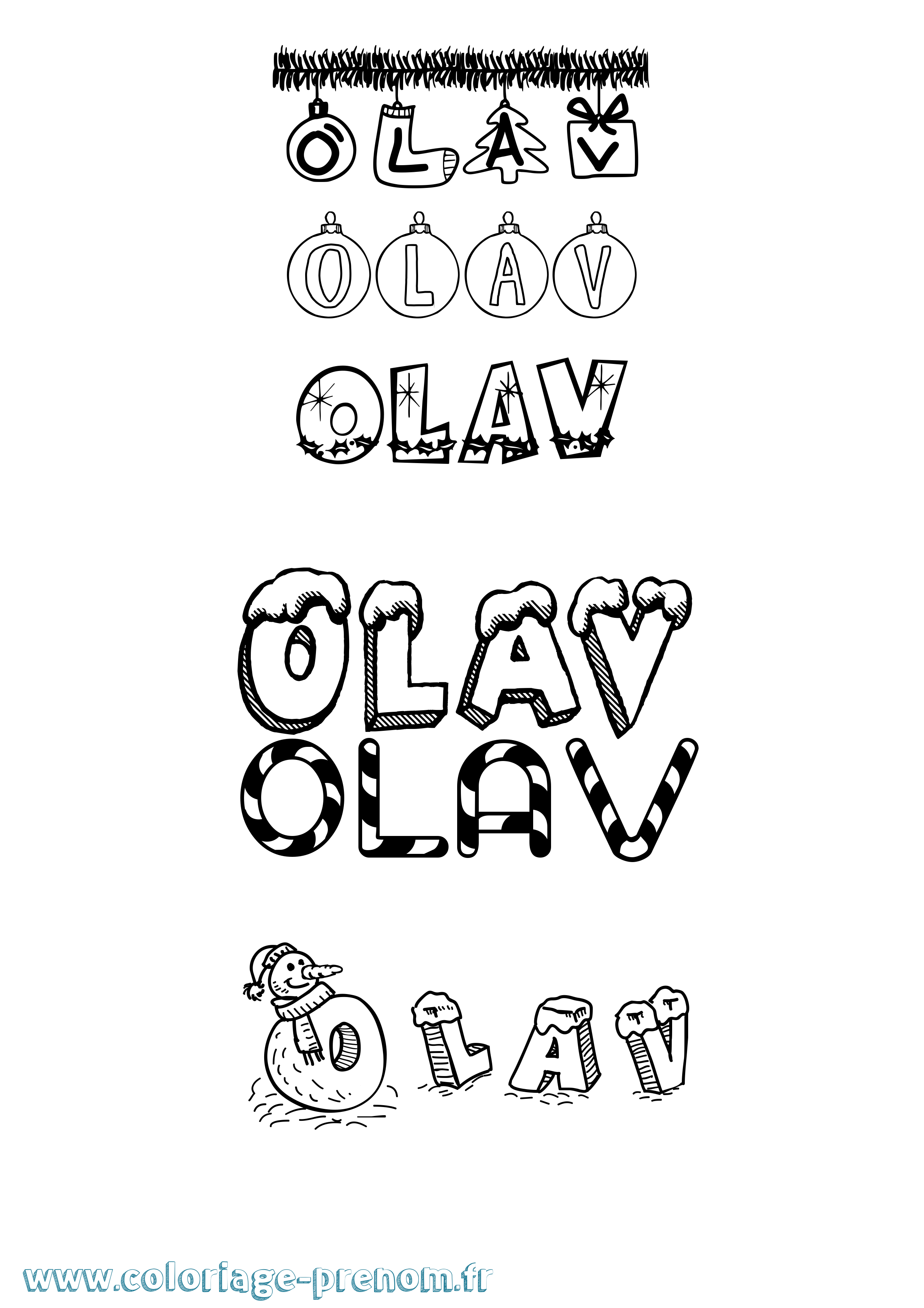 Coloriage prénom Olav Noël