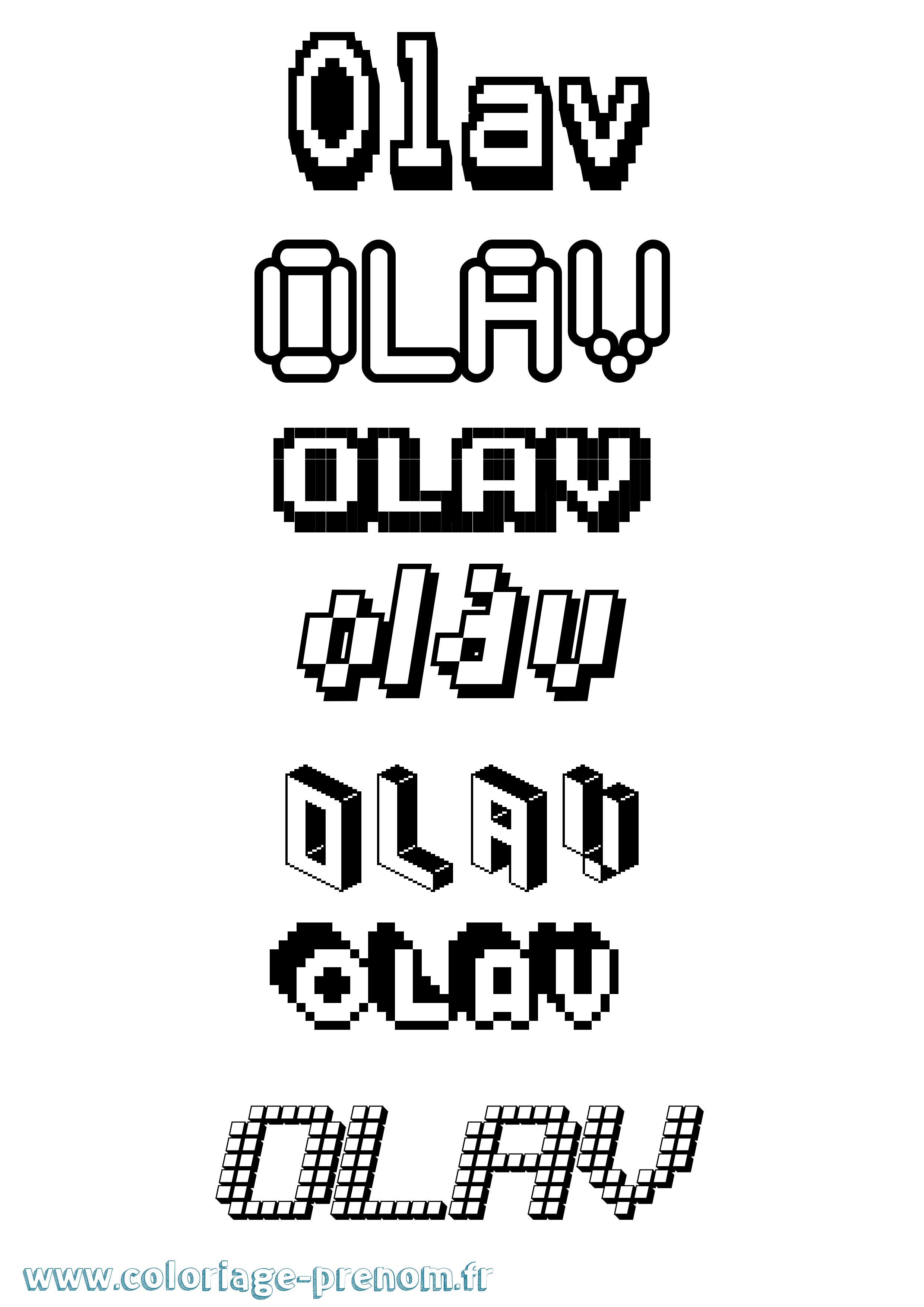 Coloriage prénom Olav Pixel