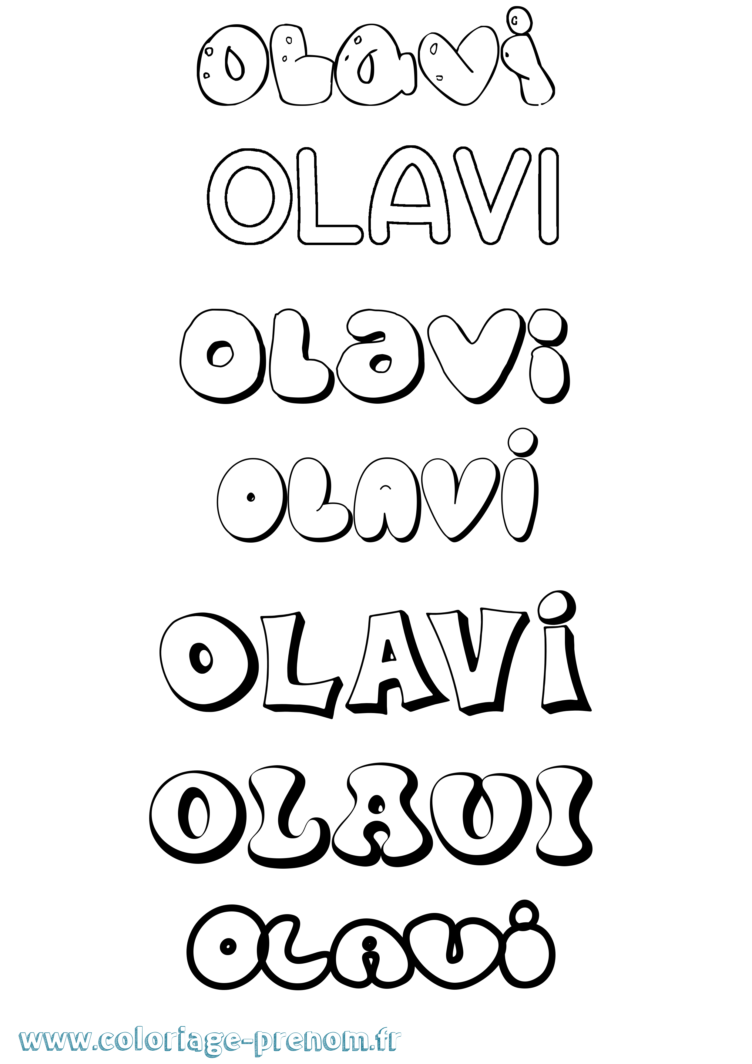 Coloriage prénom Olavi Bubble