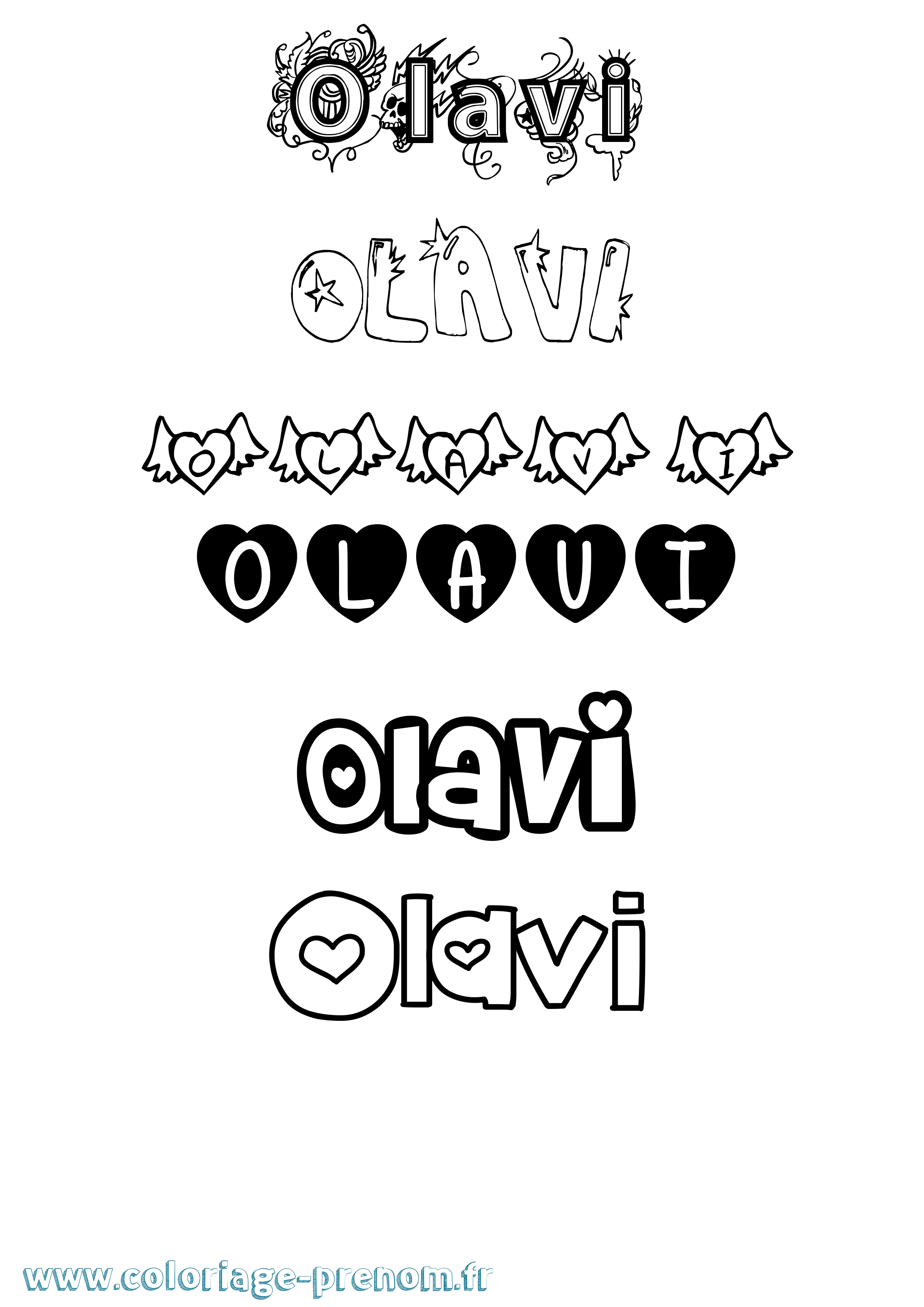 Coloriage prénom Olavi Girly