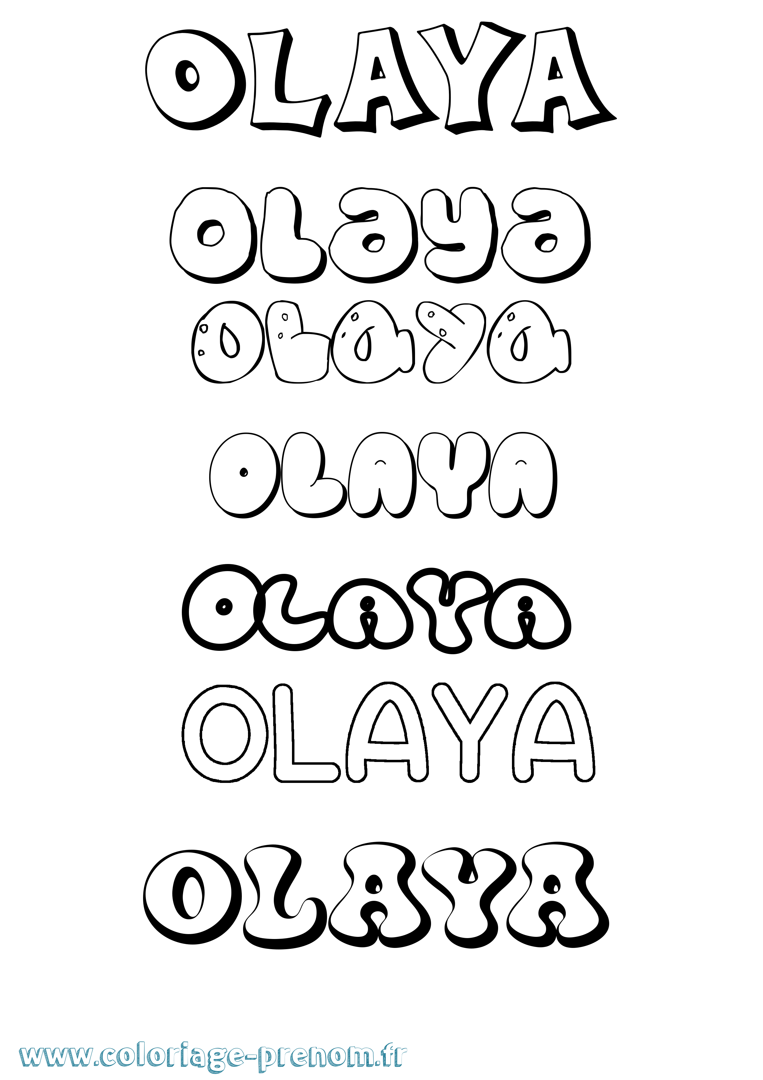 Coloriage prénom Olaya Bubble