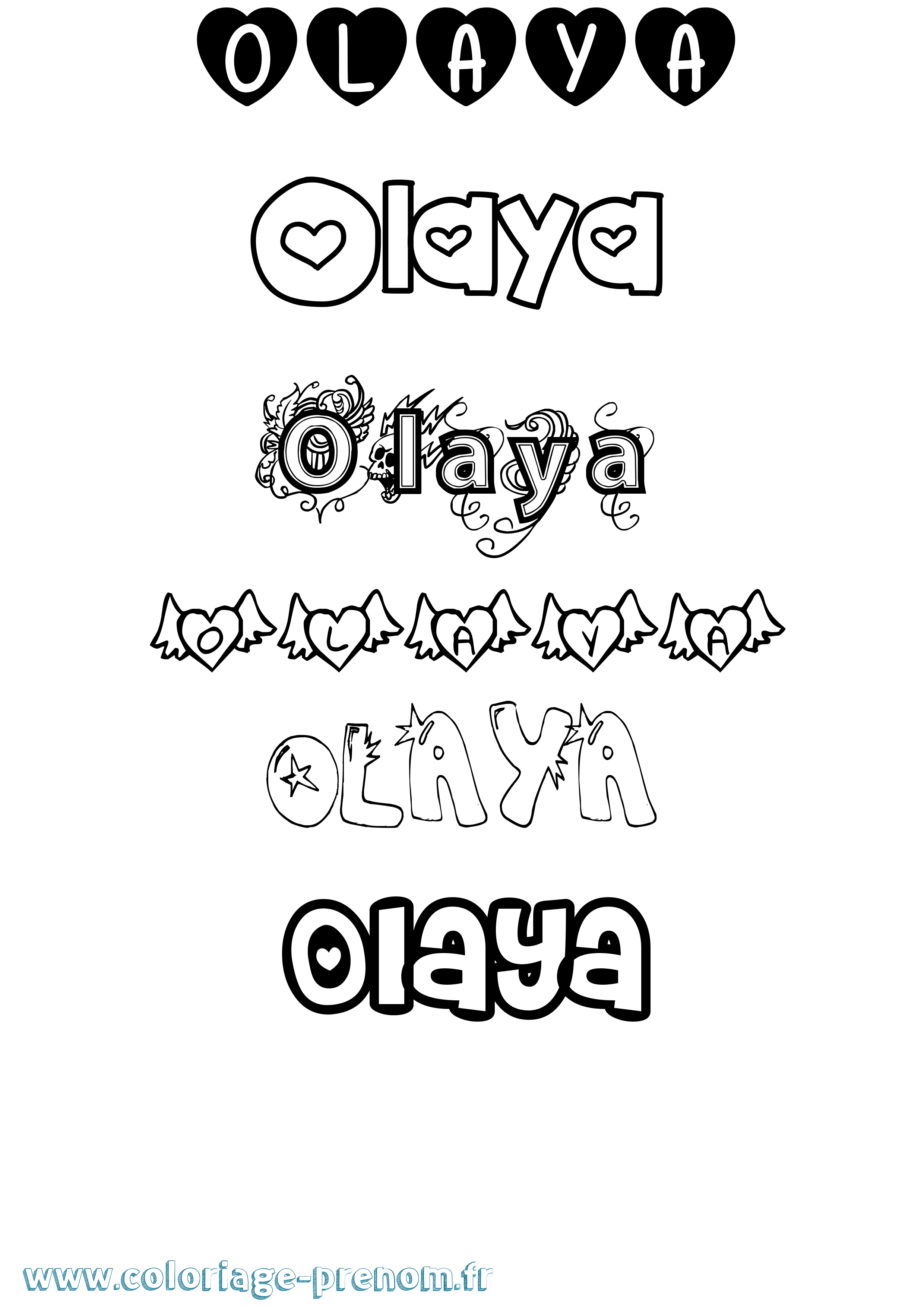 Coloriage prénom Olaya Girly