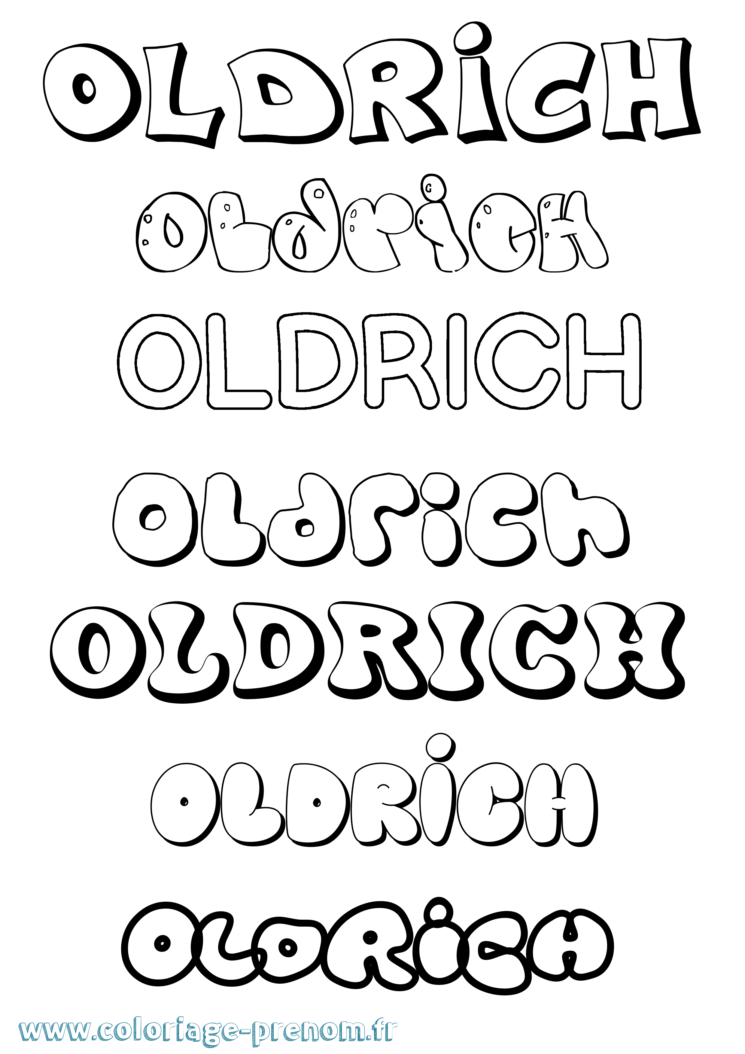 Coloriage Oldrich Bubble Coloriage prénom Oldrich Bubble