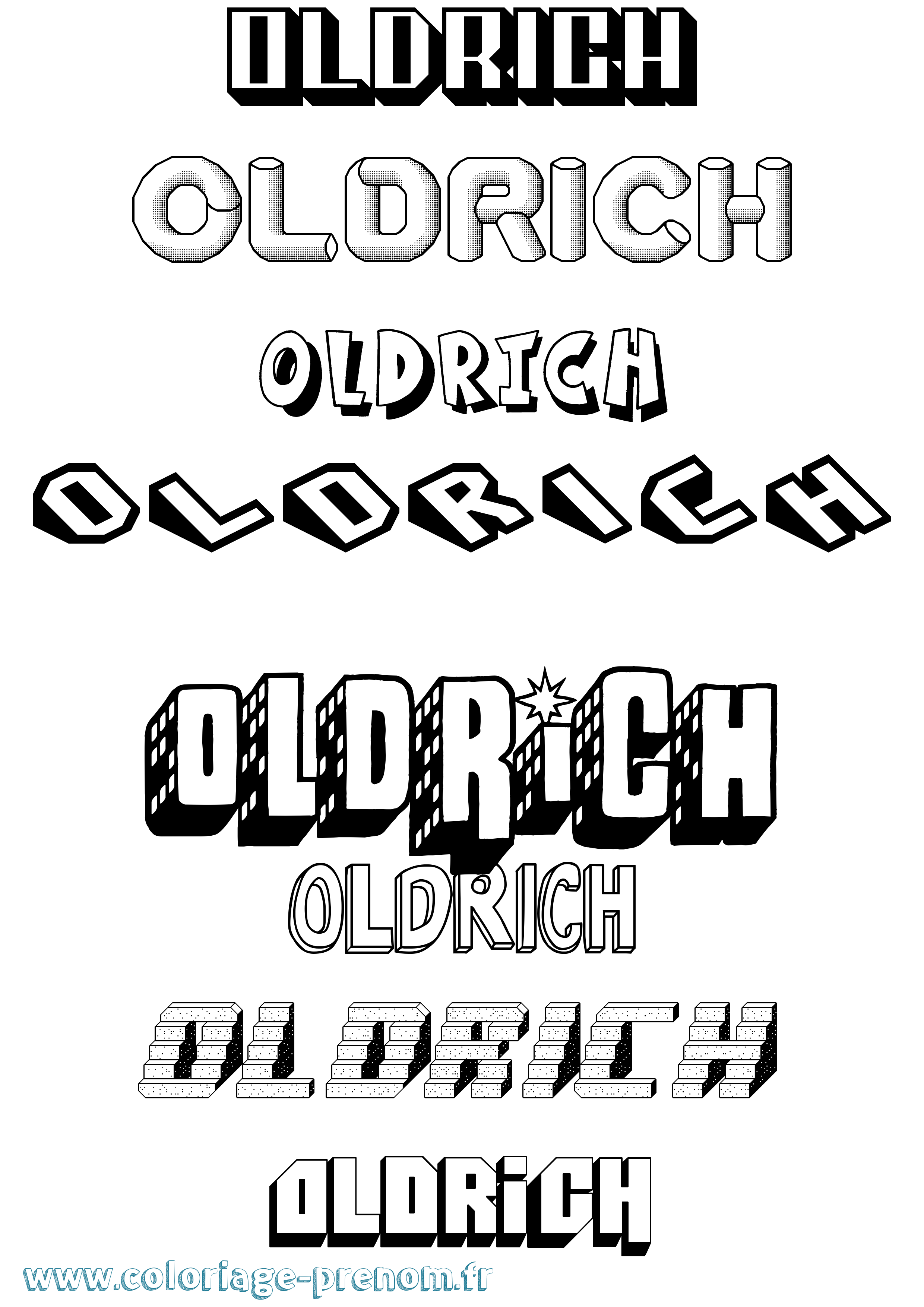 Coloriage Oldrich Effet 3D Coloriage prénom Oldrich Effet 3D
