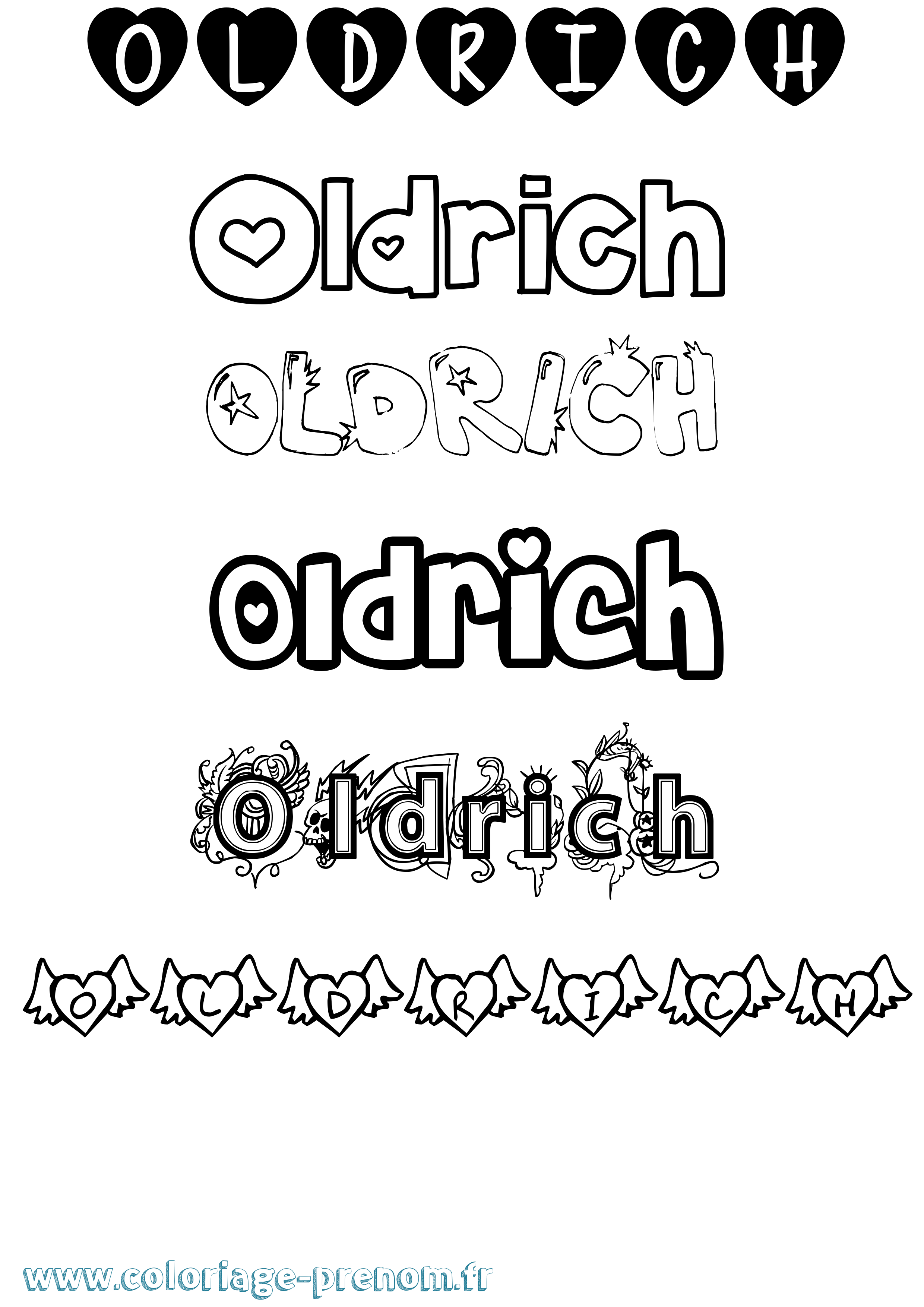 Coloriage prénom Oldrich Girly