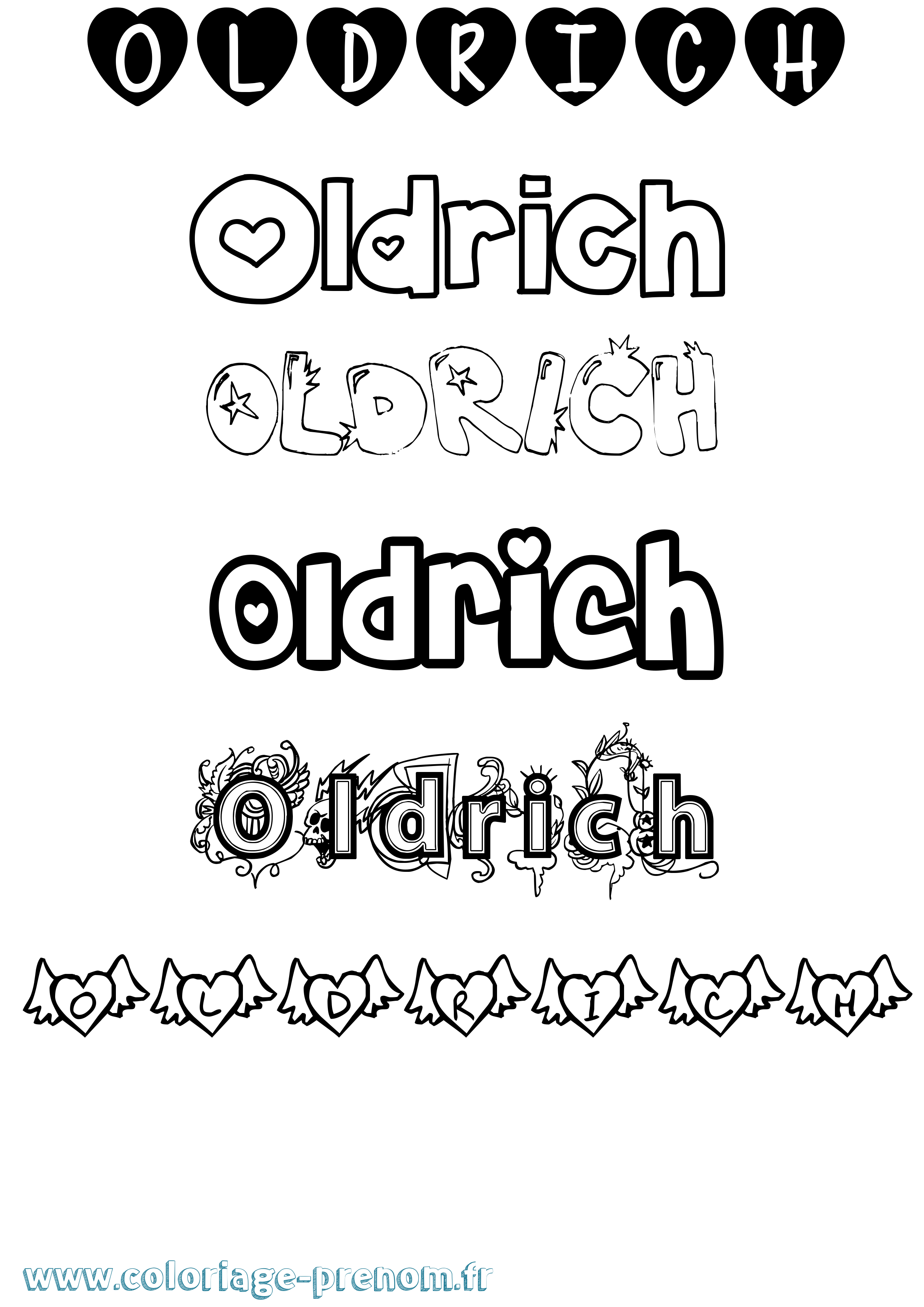 Coloriage Oldrich Girly Coloriage prénom Oldrich Girly