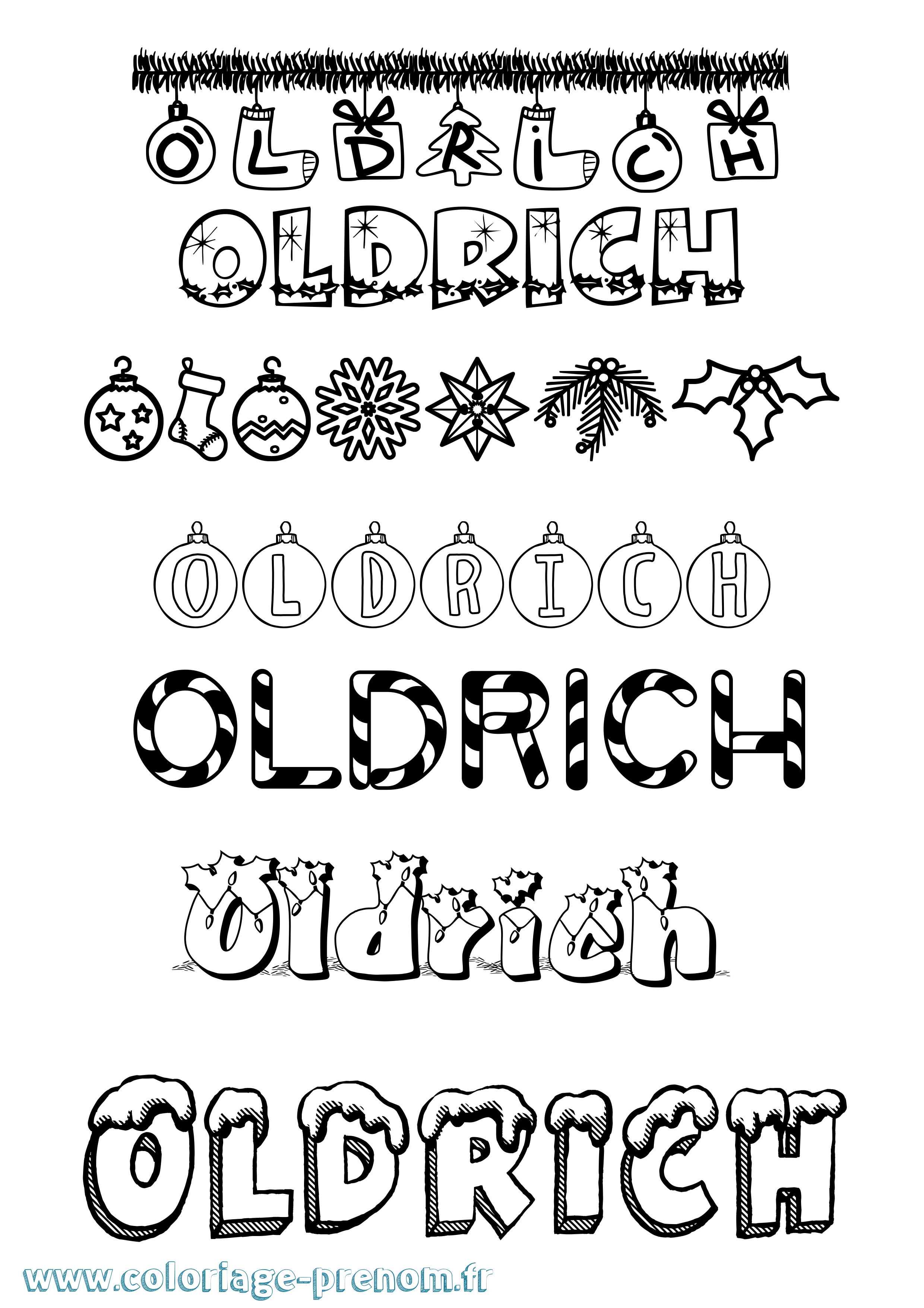 Coloriage prénom Oldrich Noël