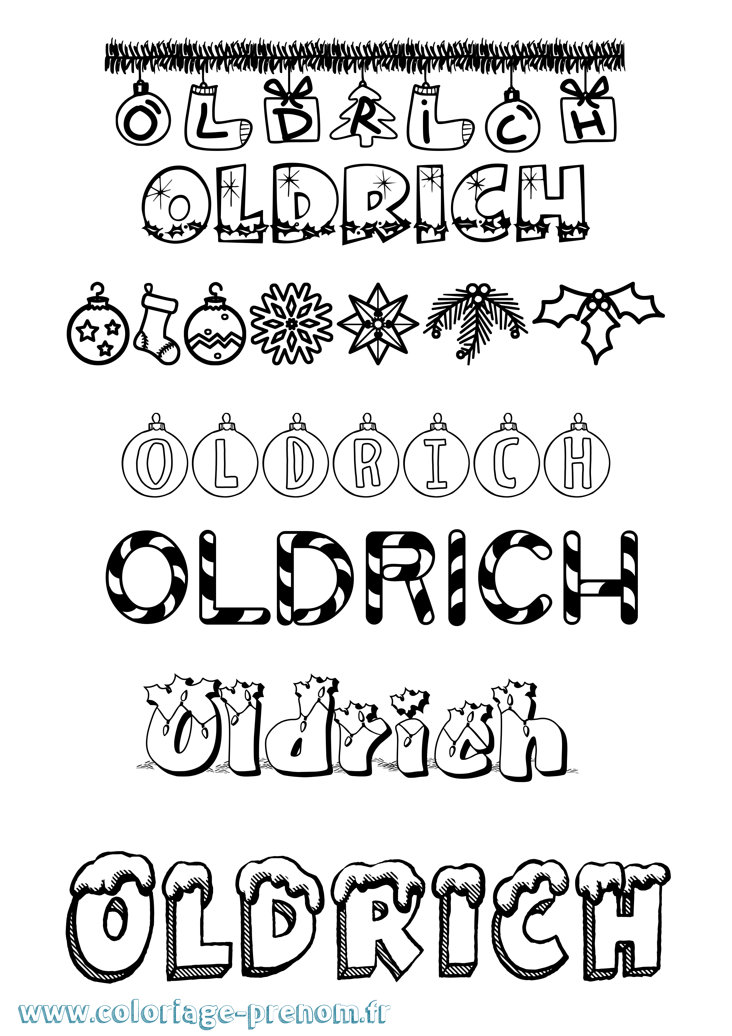 Coloriage Oldrich Noël Coloriage prénom Oldrich Noël