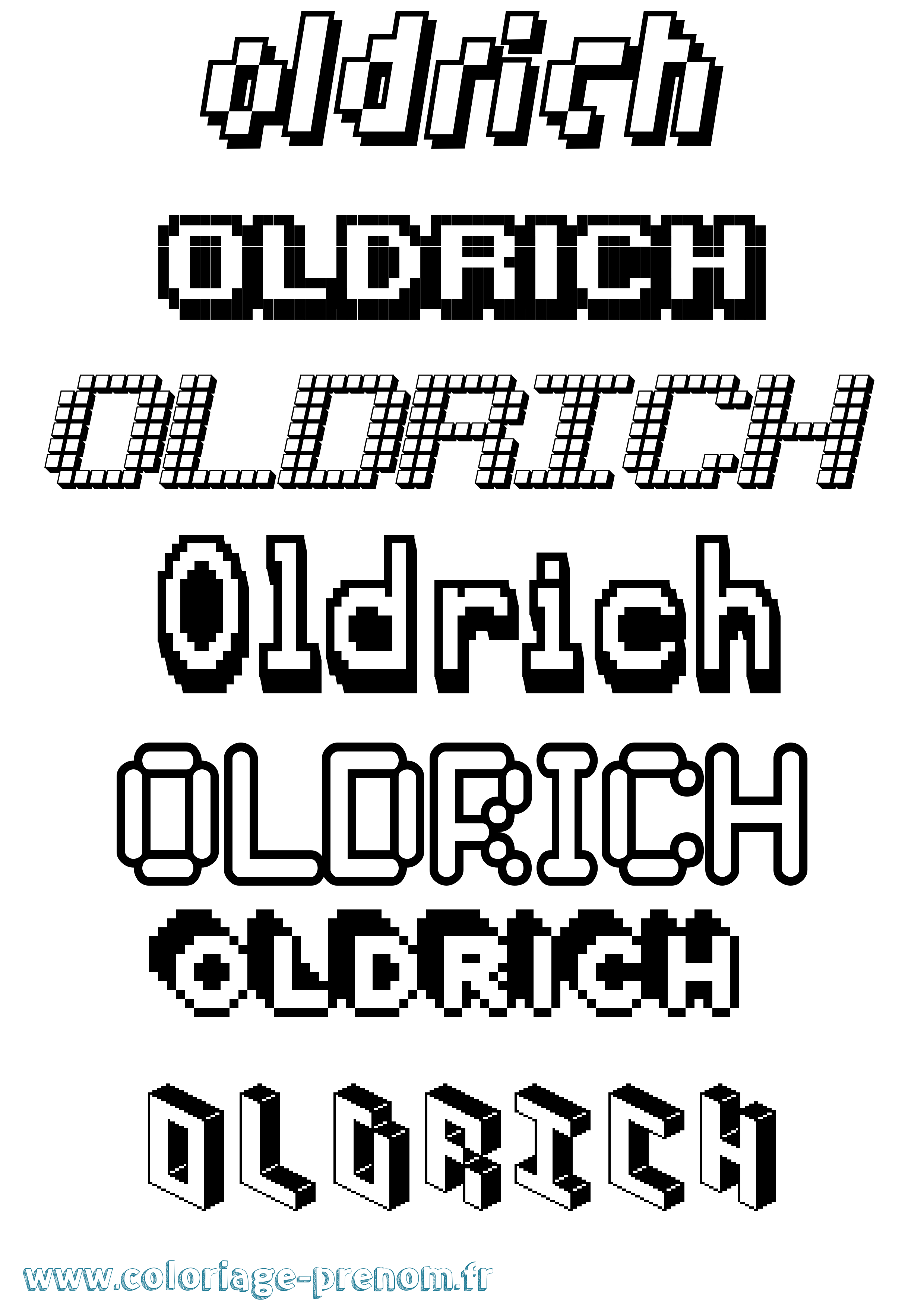 Coloriage prénom Oldrich Pixel