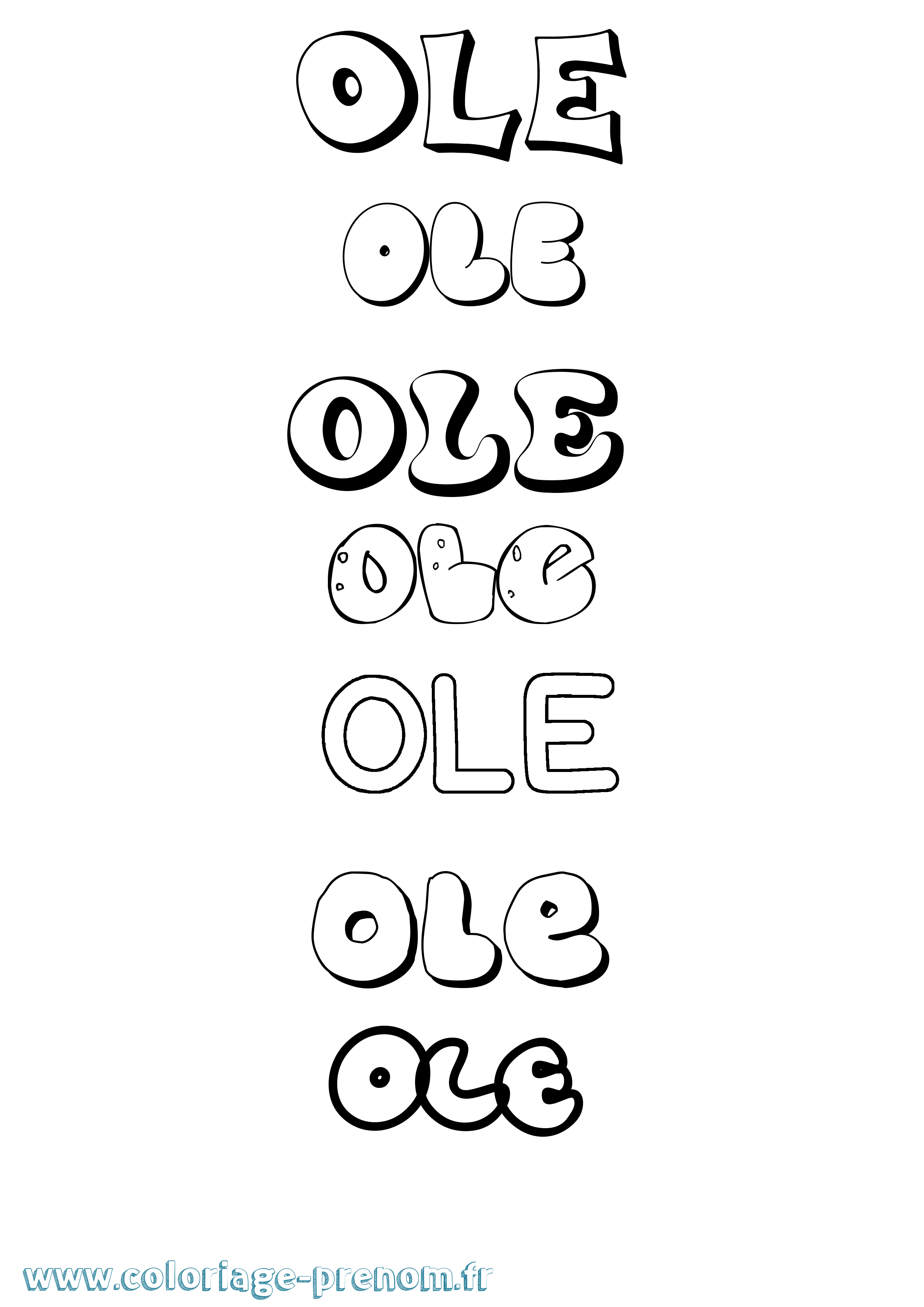 Coloriage prénom Ole Bubble