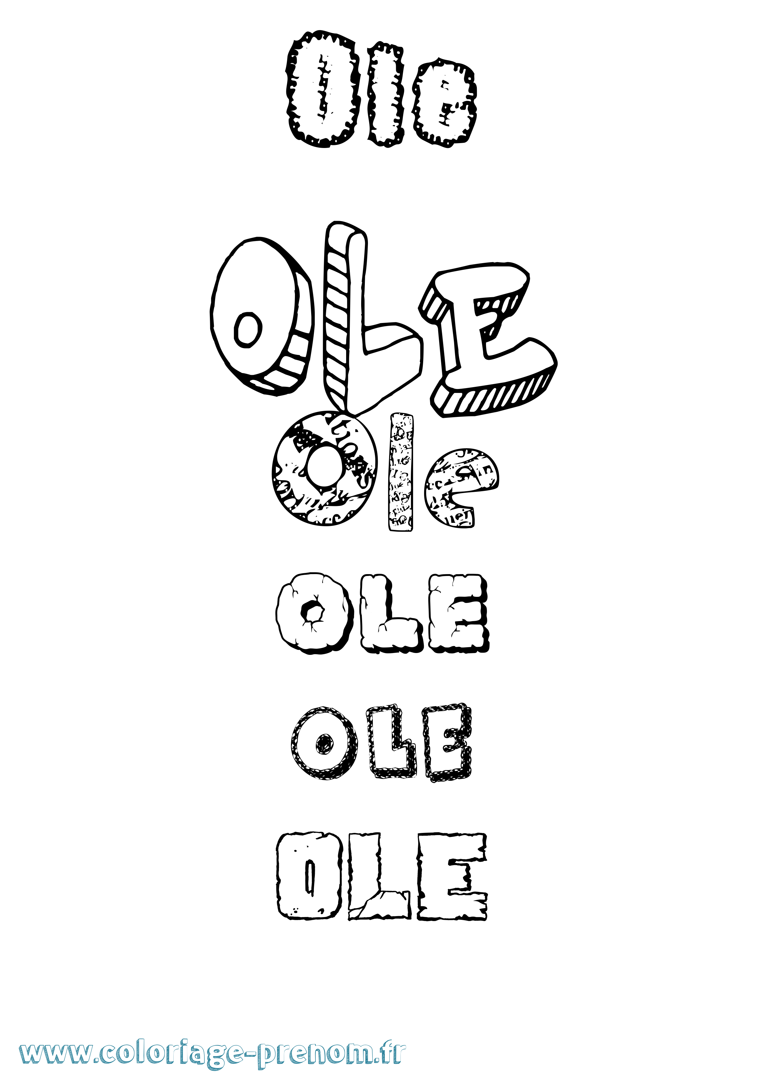 Coloriage prénom Ole Destructuré