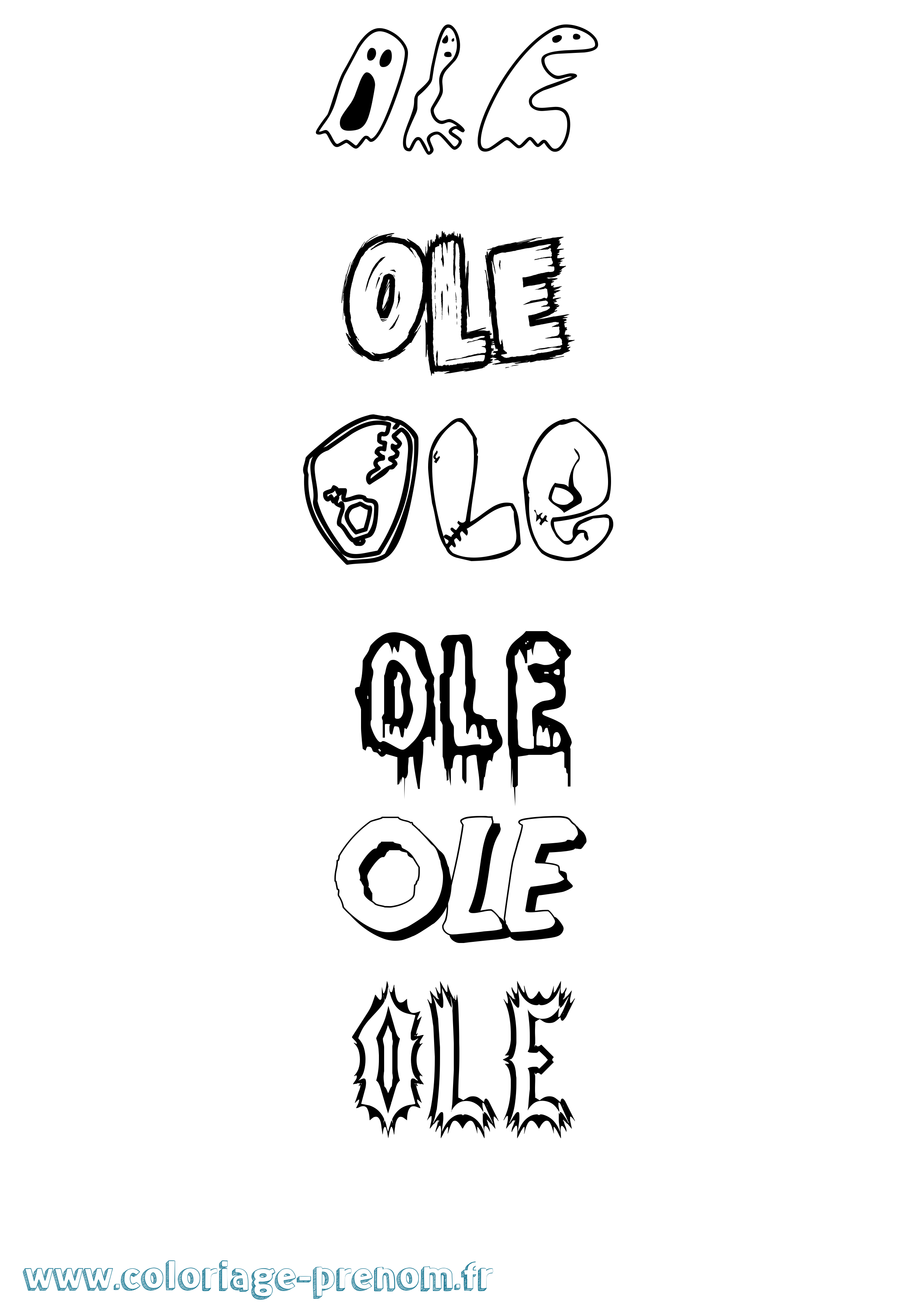 Coloriage prénom Ole Frisson