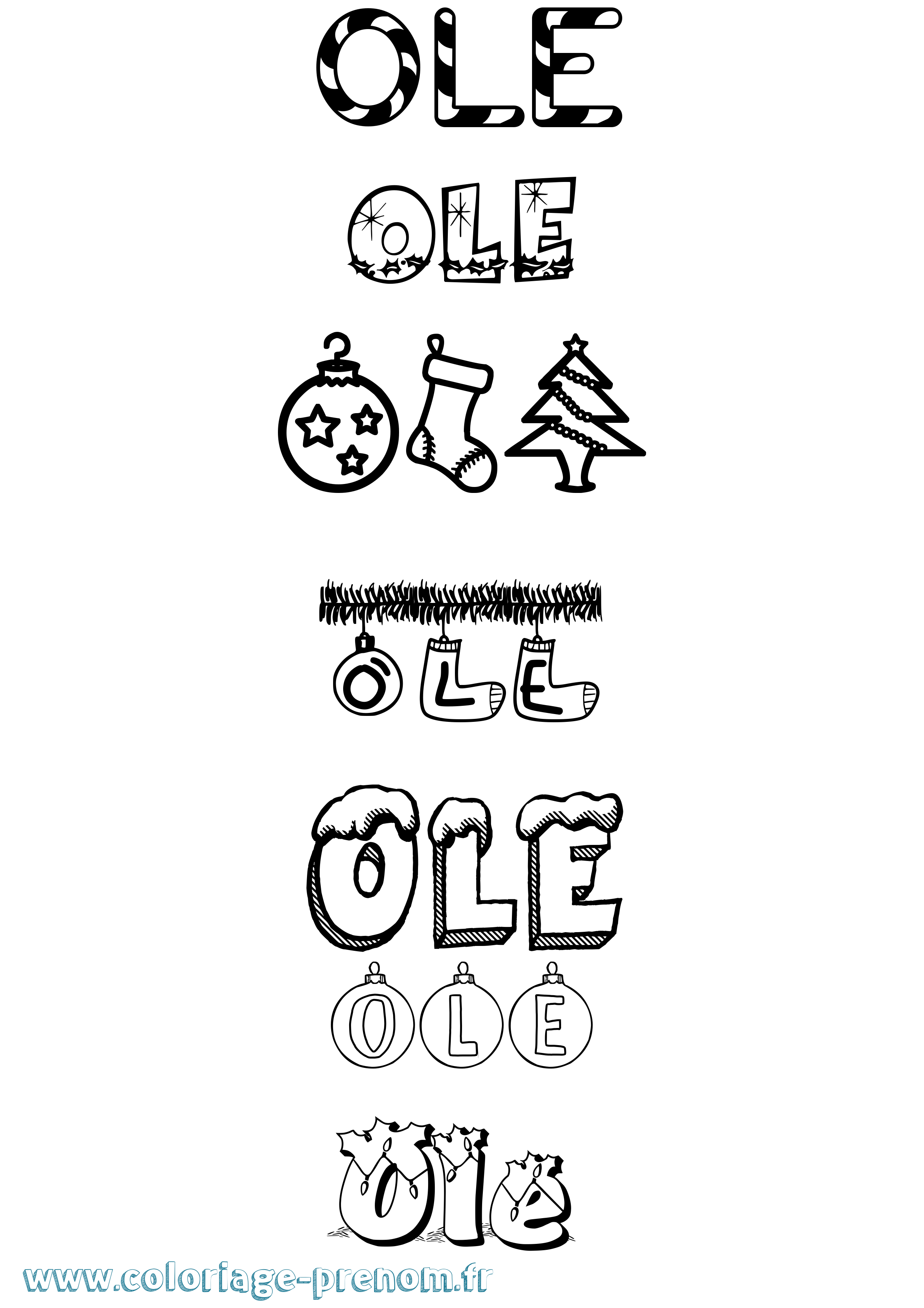 Coloriage prénom Ole Noël