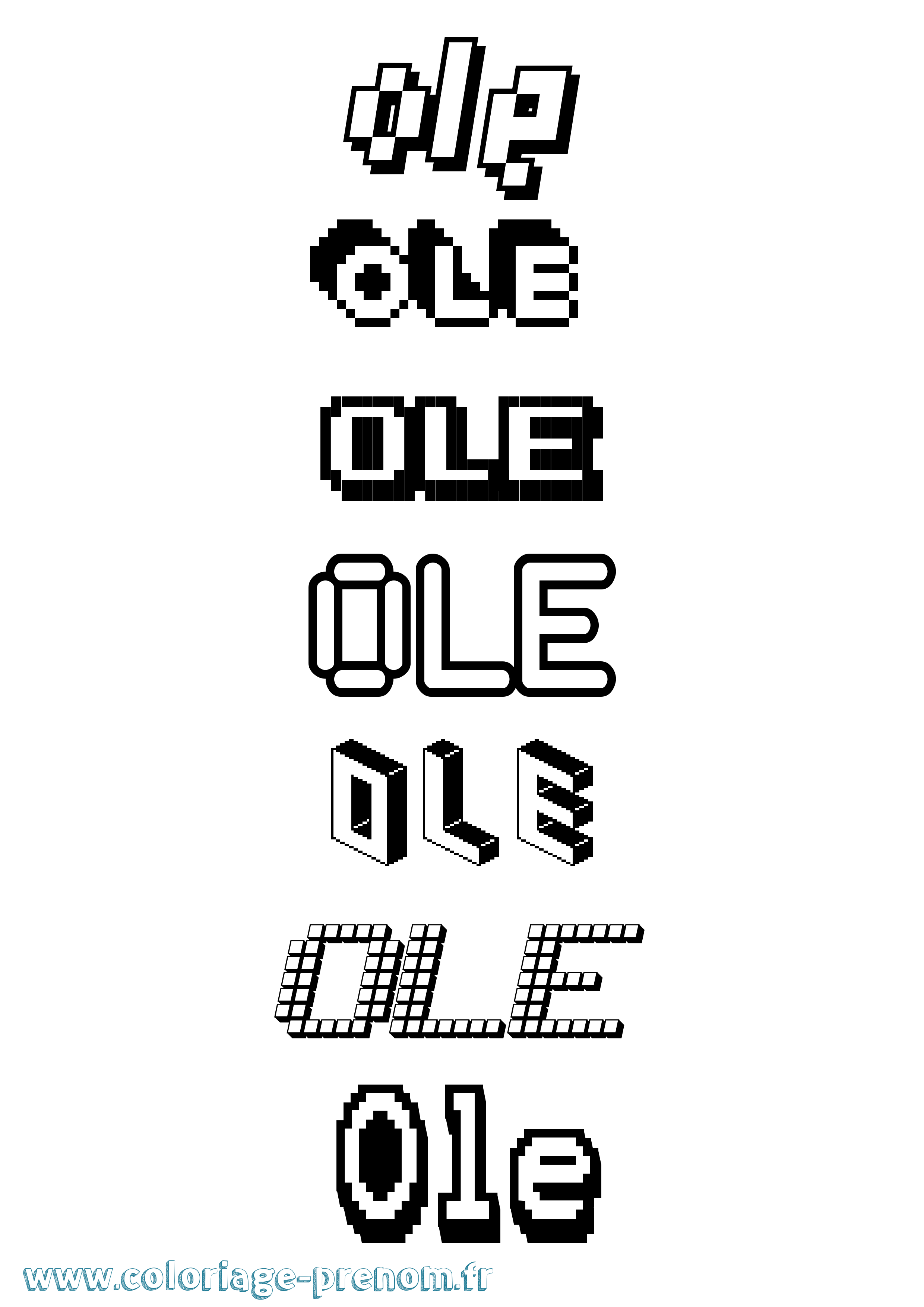 Coloriage prénom Ole Pixel