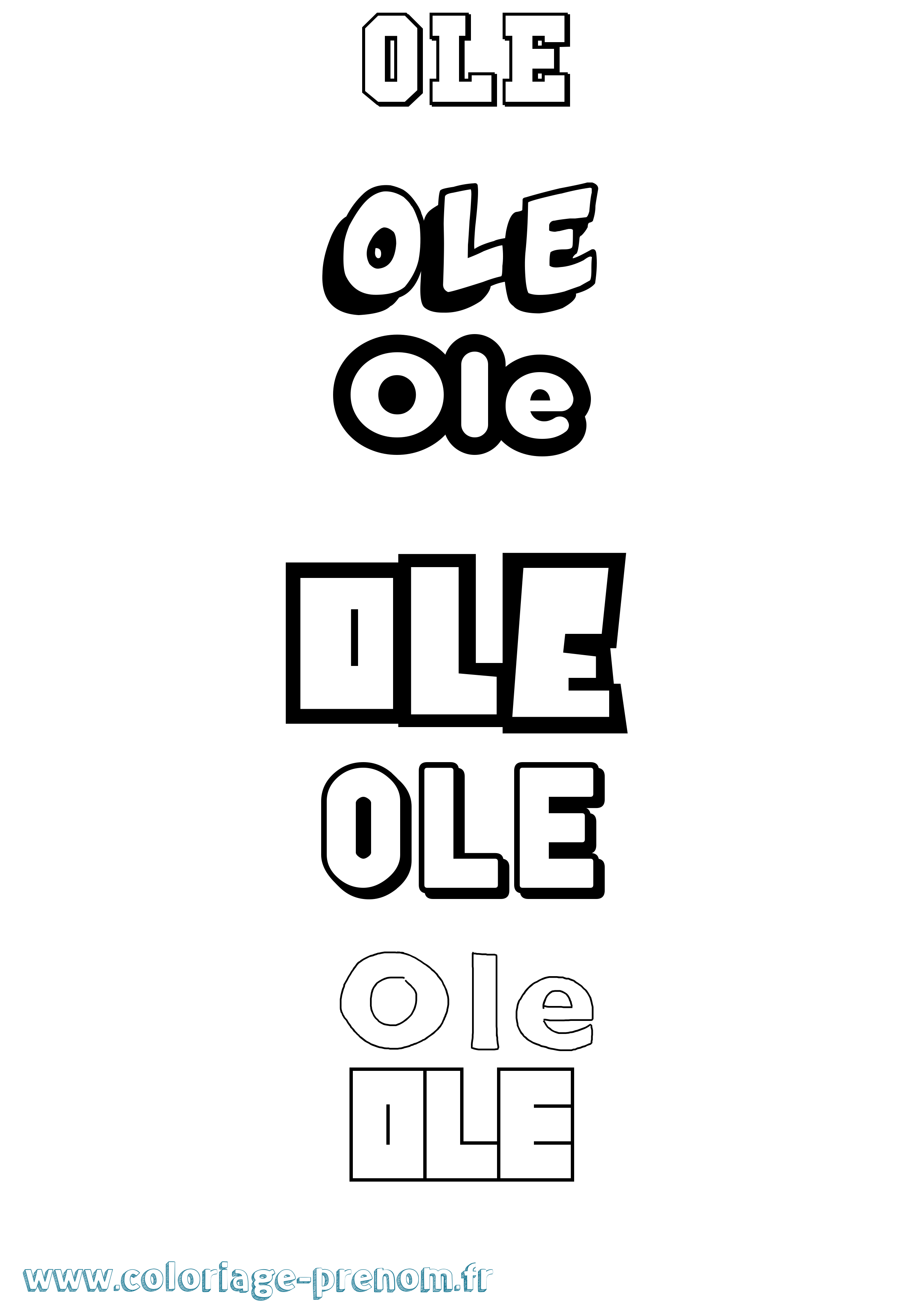 Coloriage prénom Ole Simple