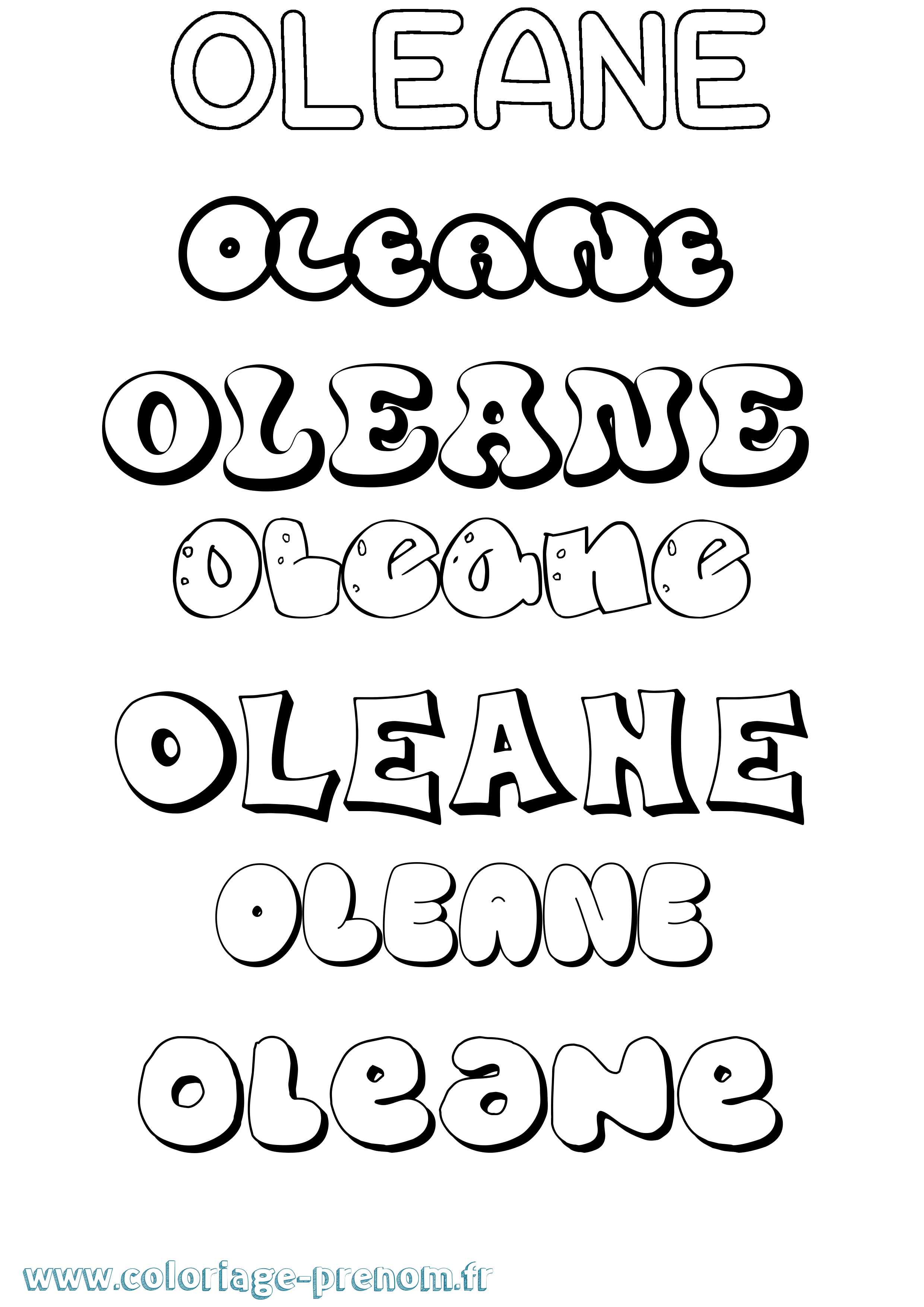 Coloriage prénom Oleane Bubble