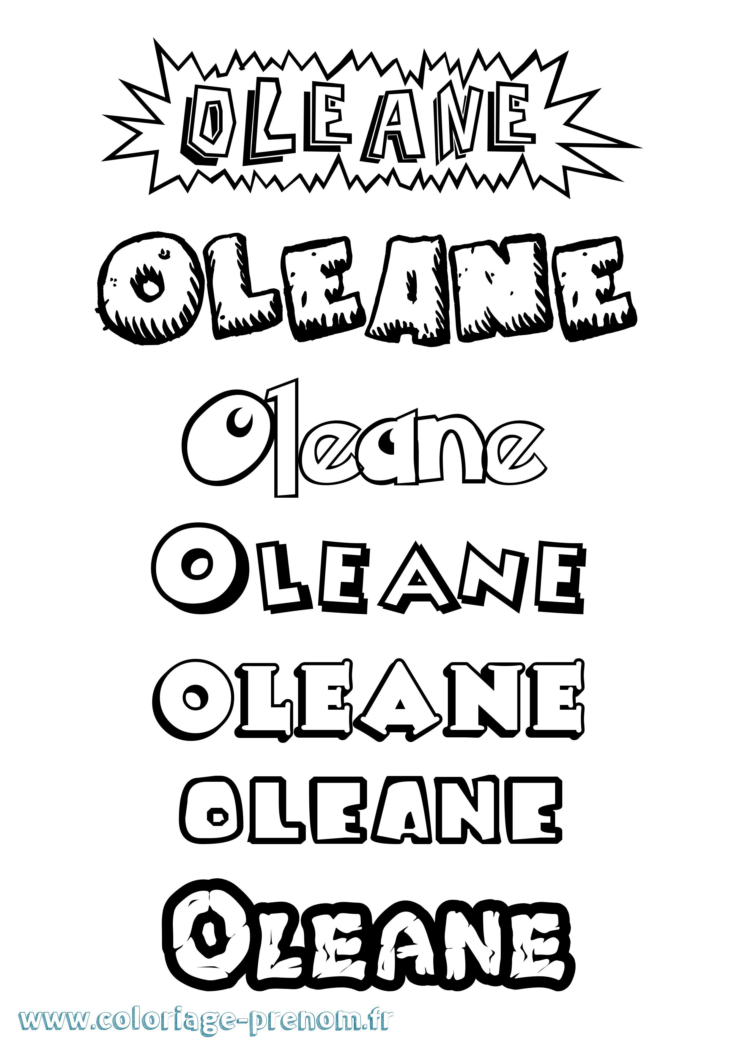 Coloriage prénom Oleane Dessin Animé