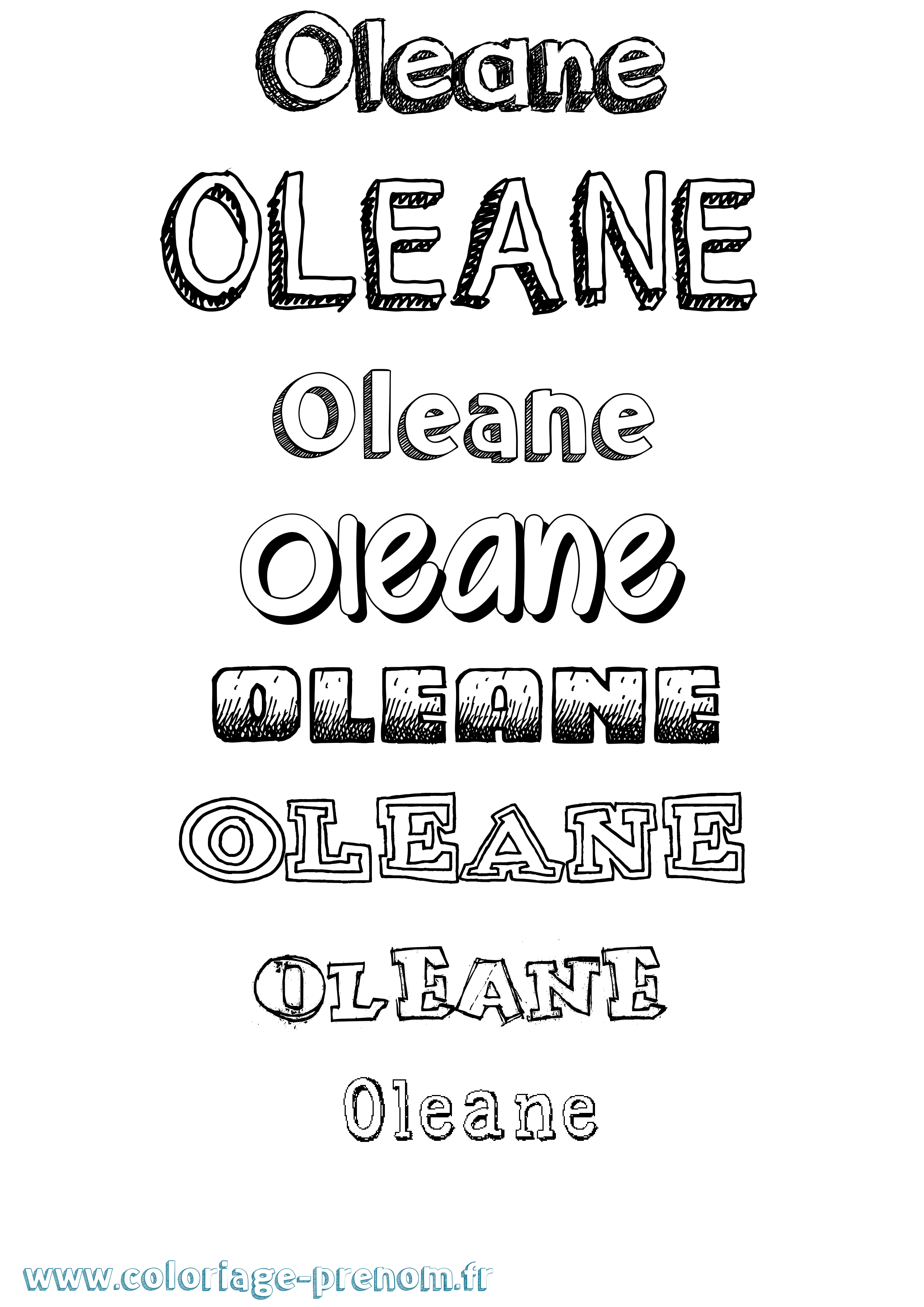 Coloriage prénom Oleane Dessiné