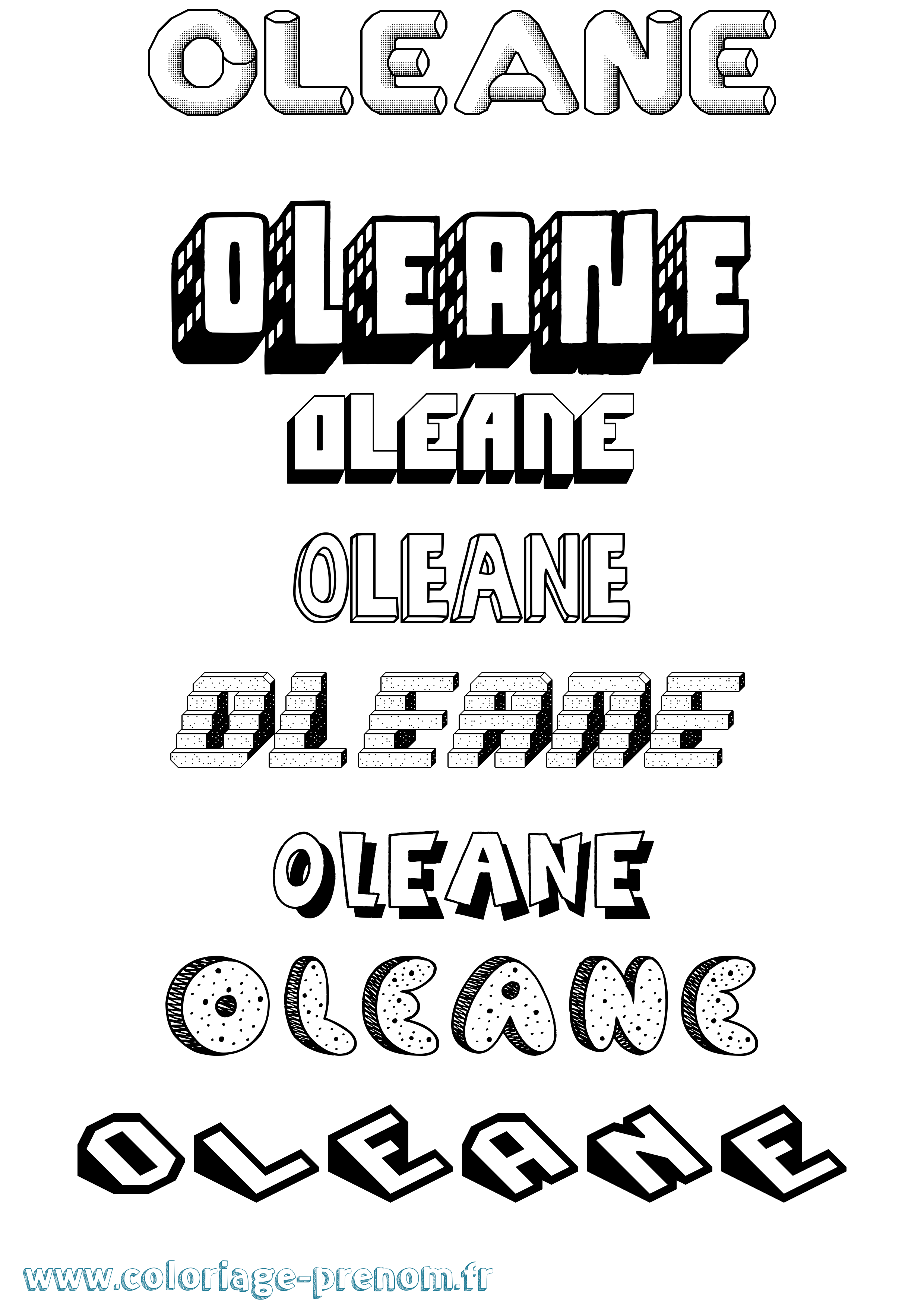 Coloriage Oleane Effet 3D Coloriage prénom Oleane Effet 3D