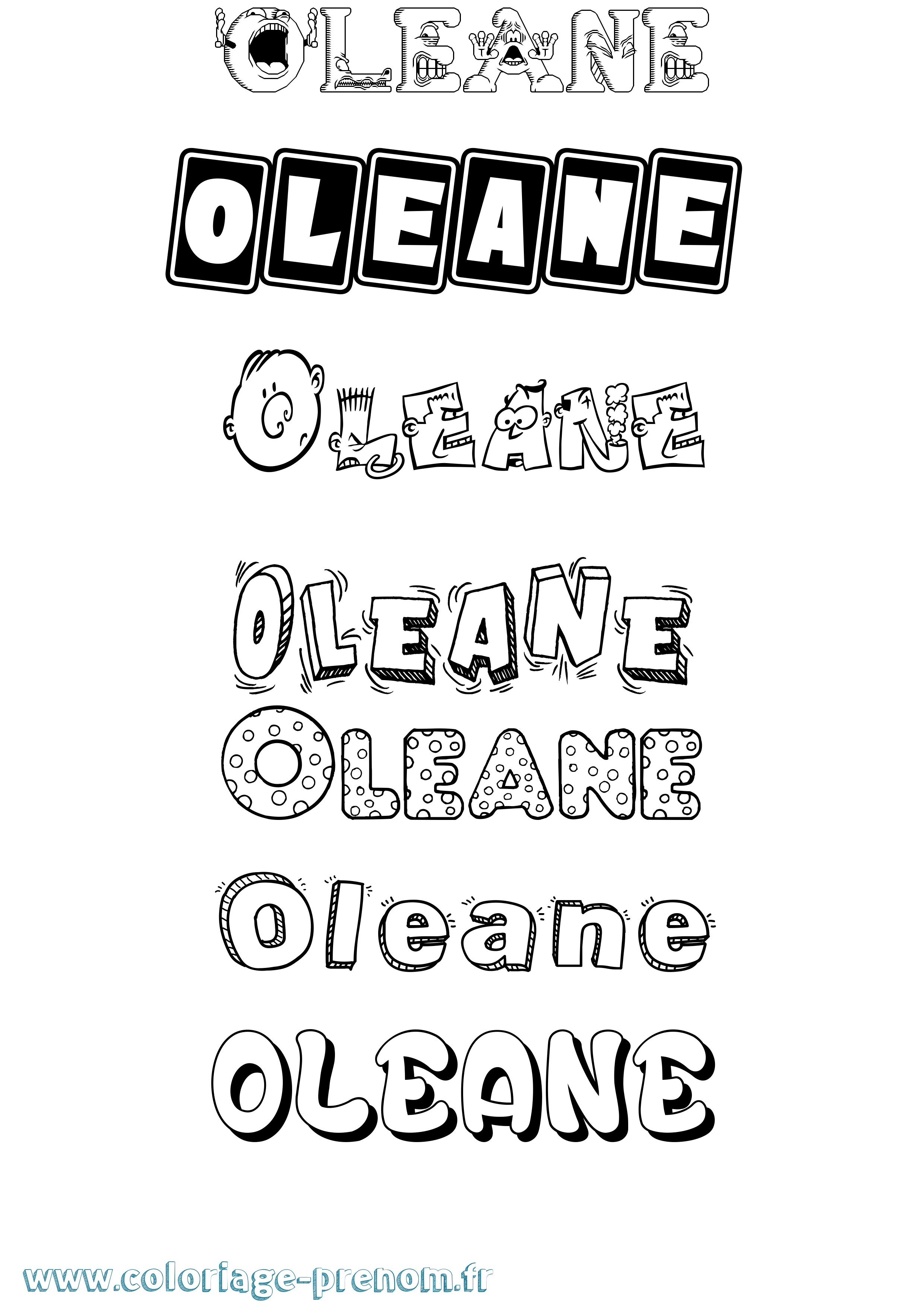 Coloriage prénom Oleane Fun