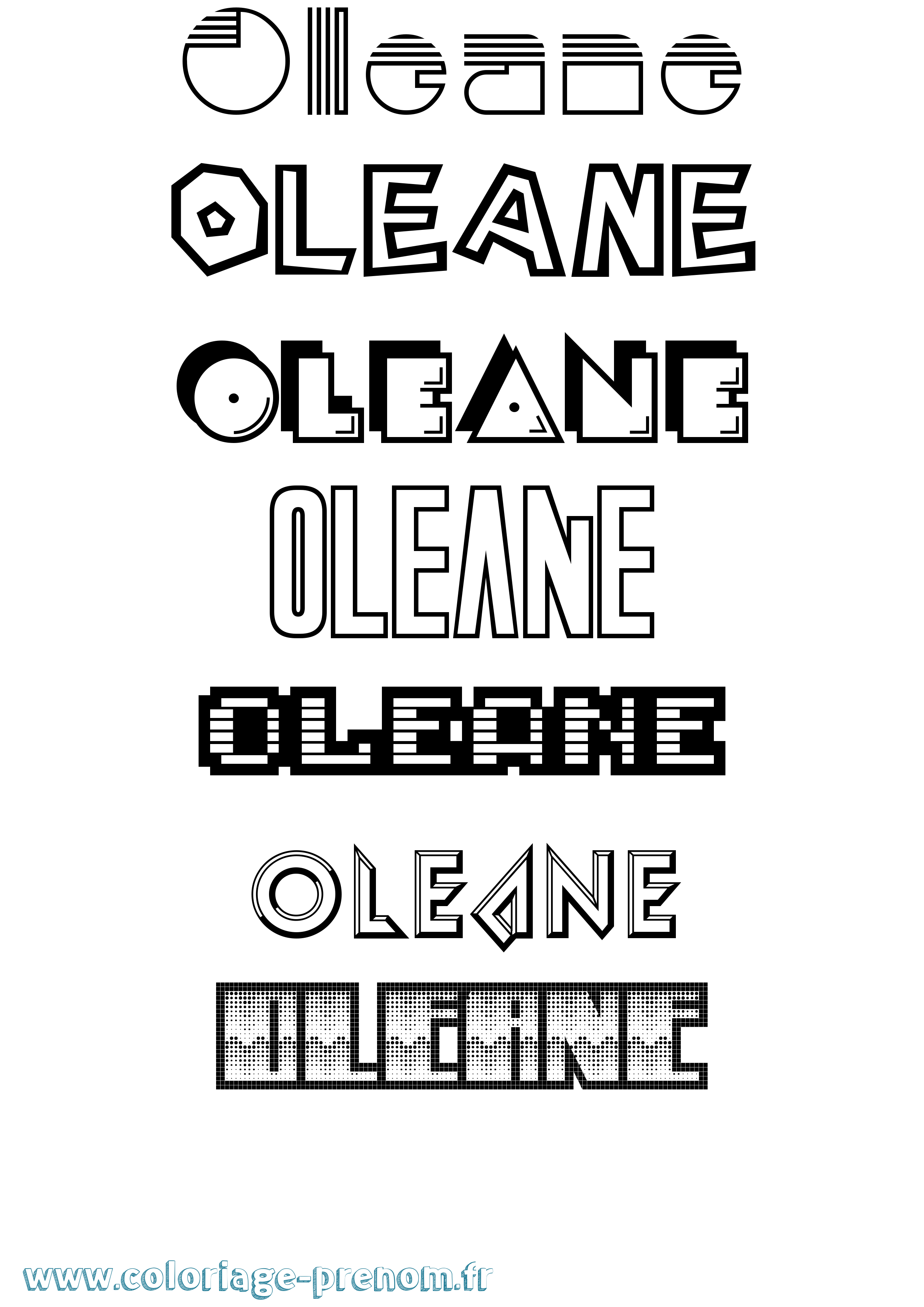 Coloriage prénom Oleane Jeux Vidéos