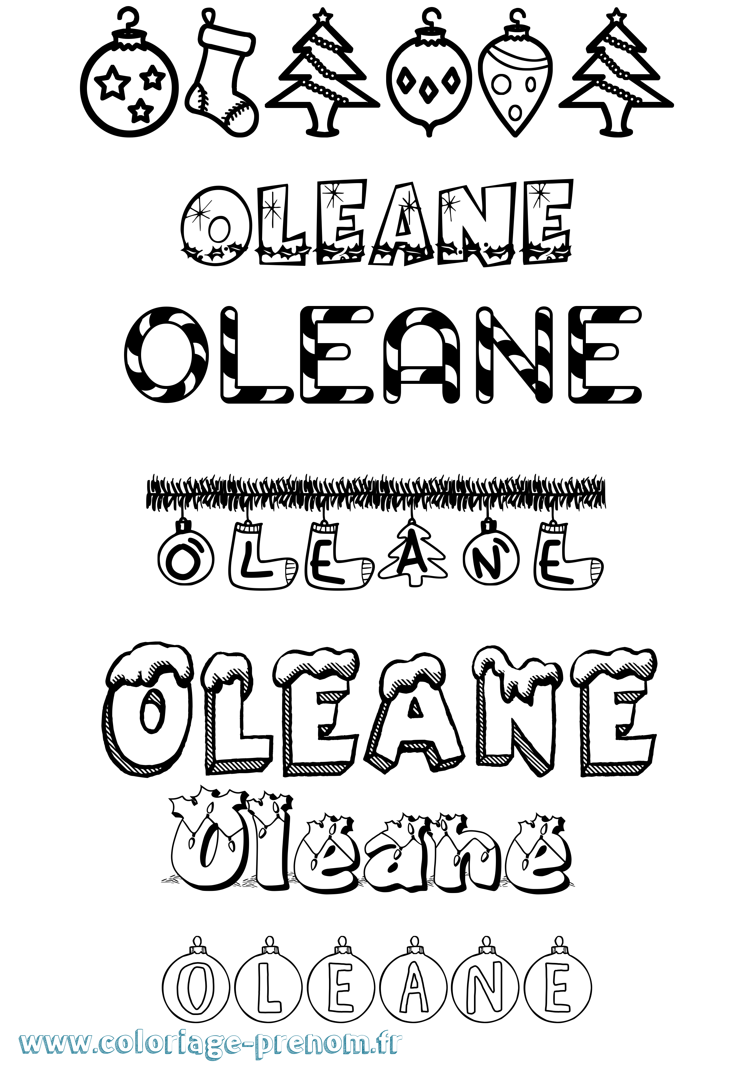 Coloriage Oleane Noël Coloriage prénom Oleane Noël