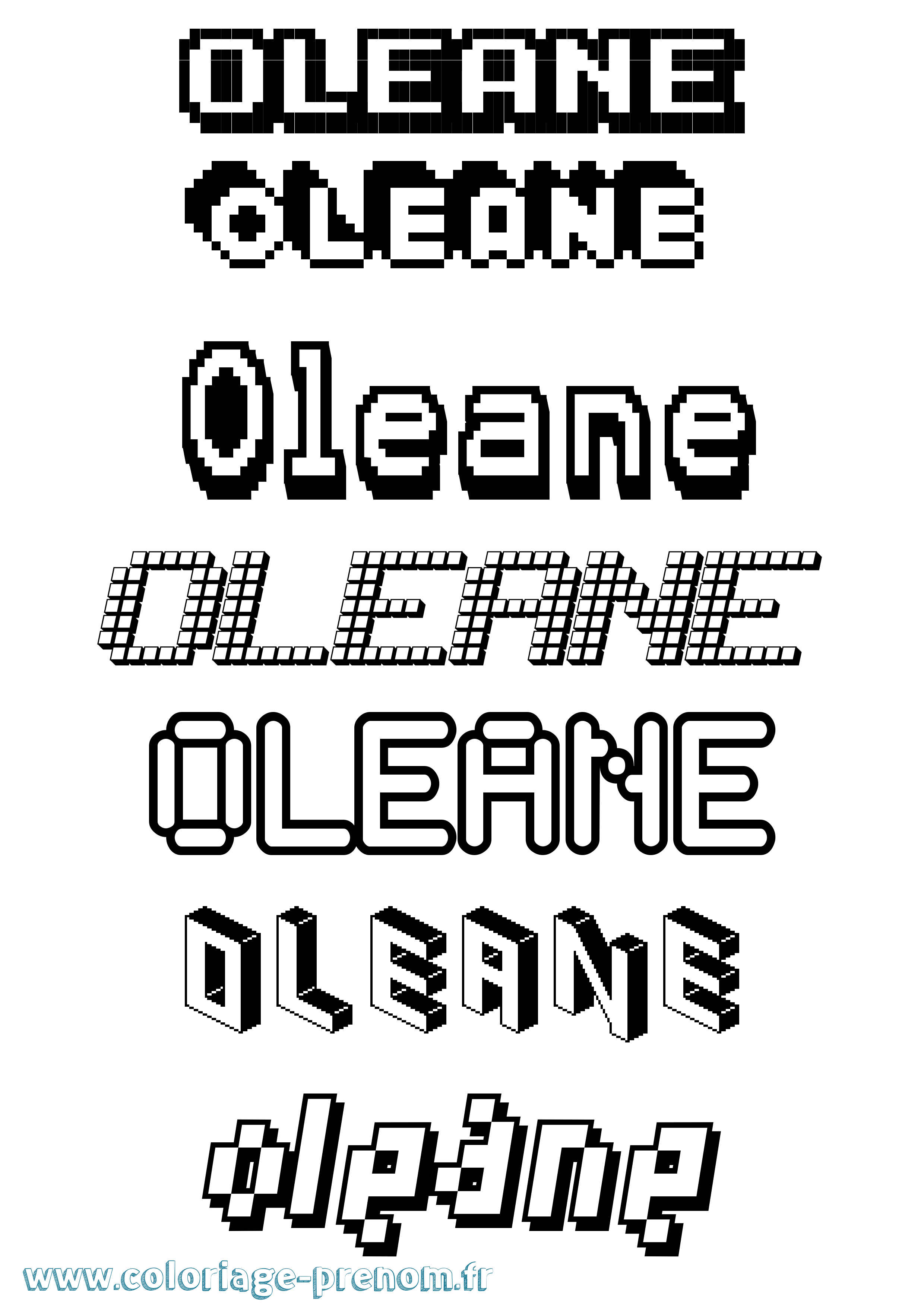 Coloriage prénom Oleane Pixel