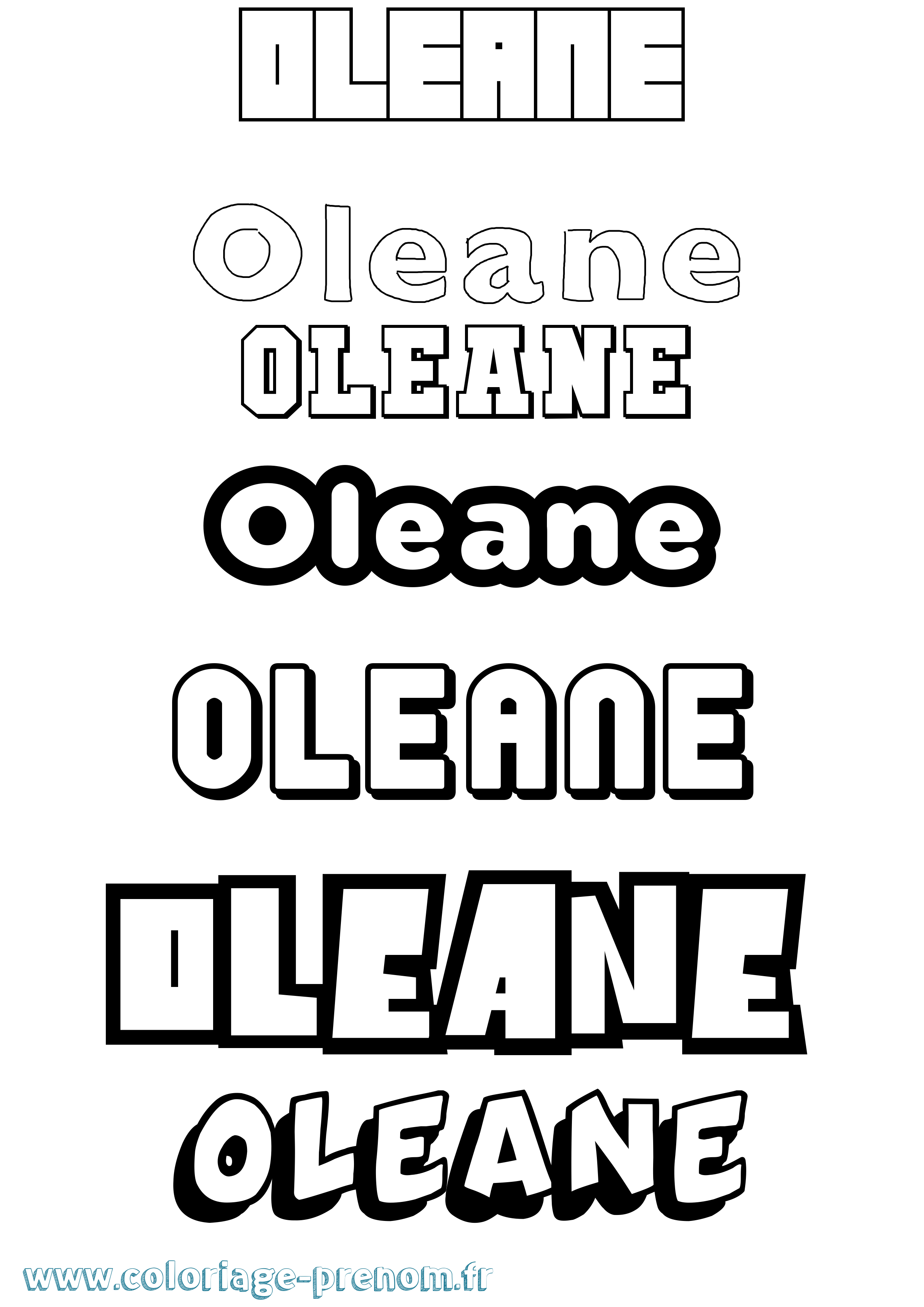 Coloriage prénom Oleane Simple