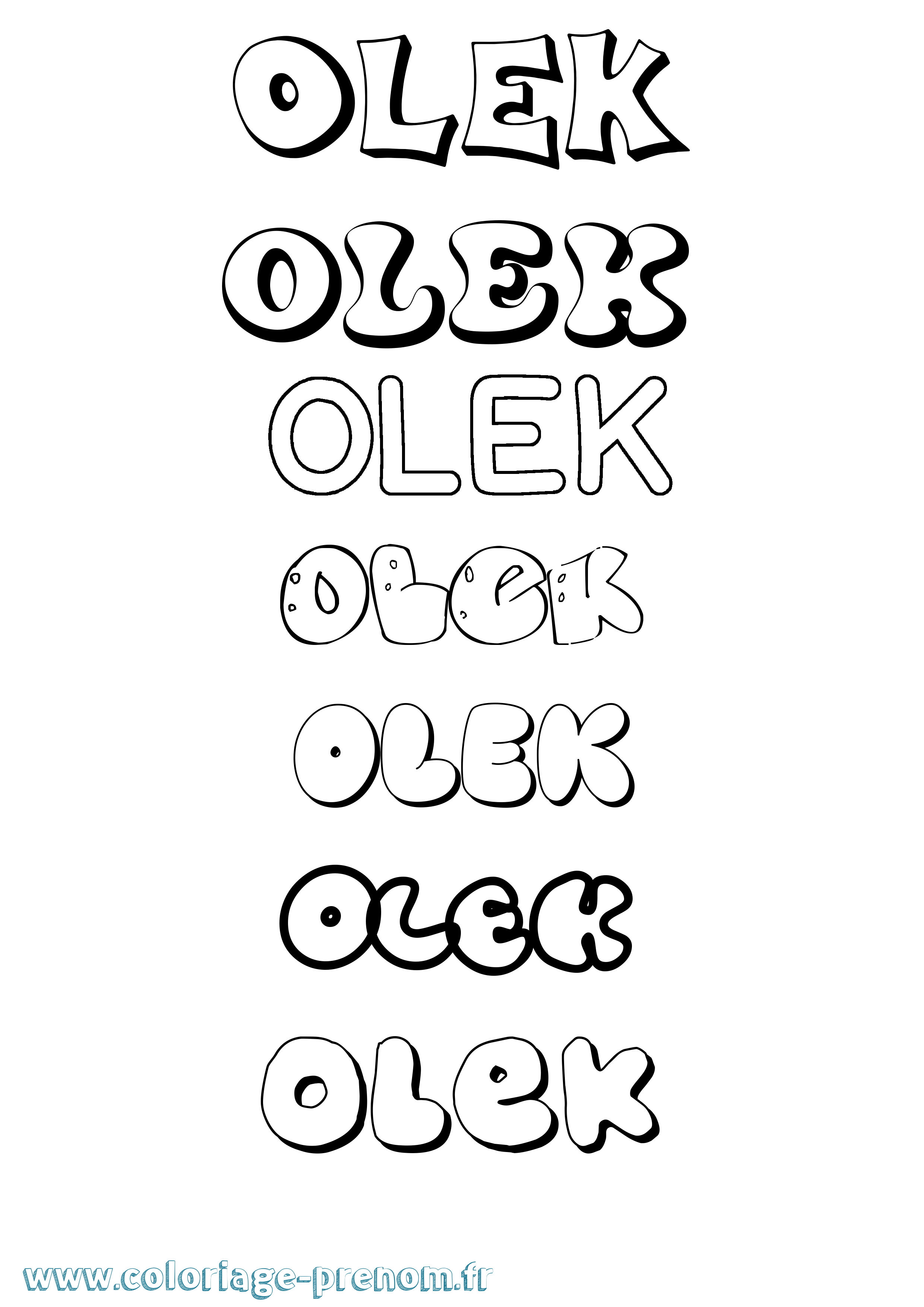 Coloriage prénom Olek Bubble