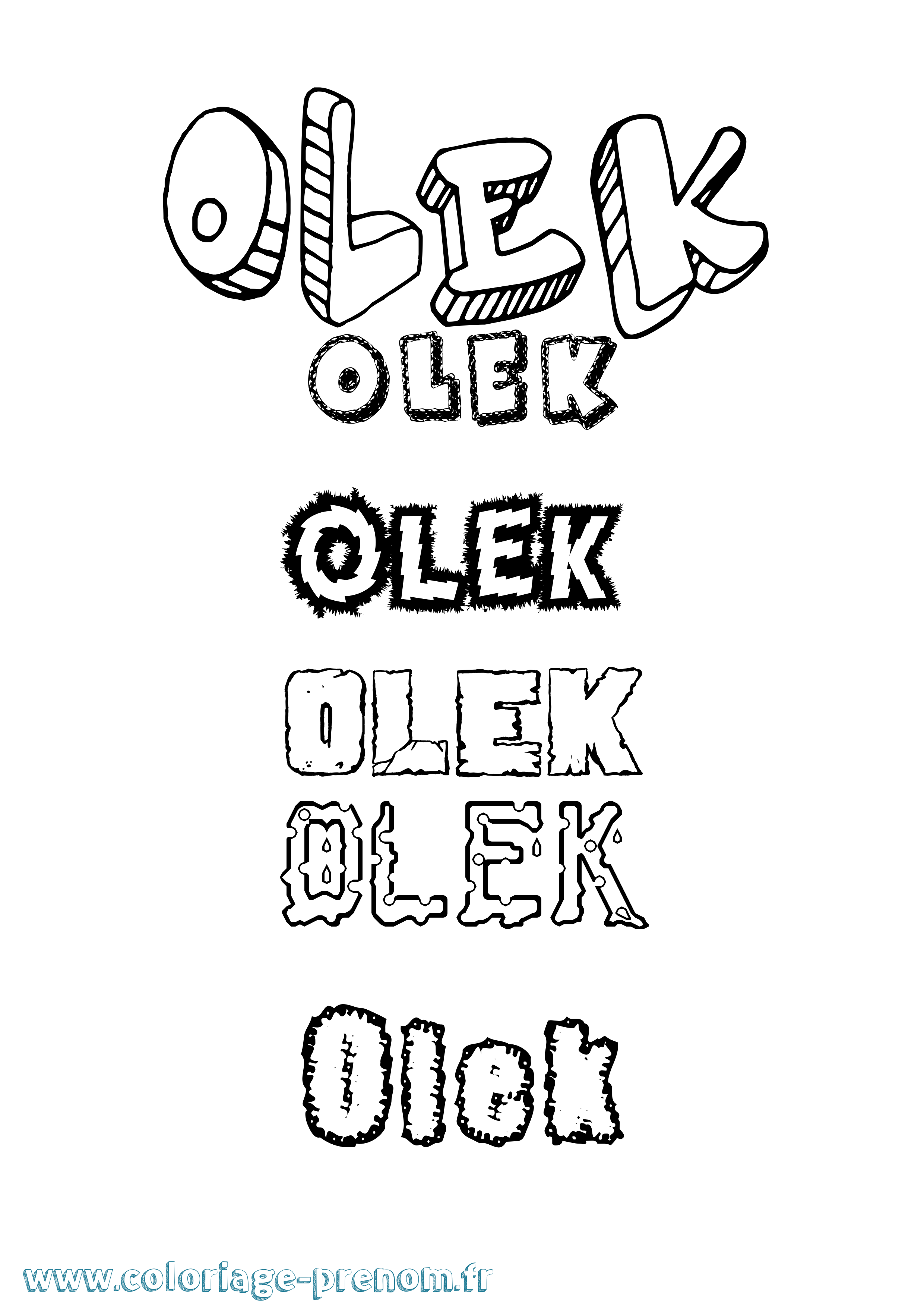 Coloriage prénom Olek Destructuré