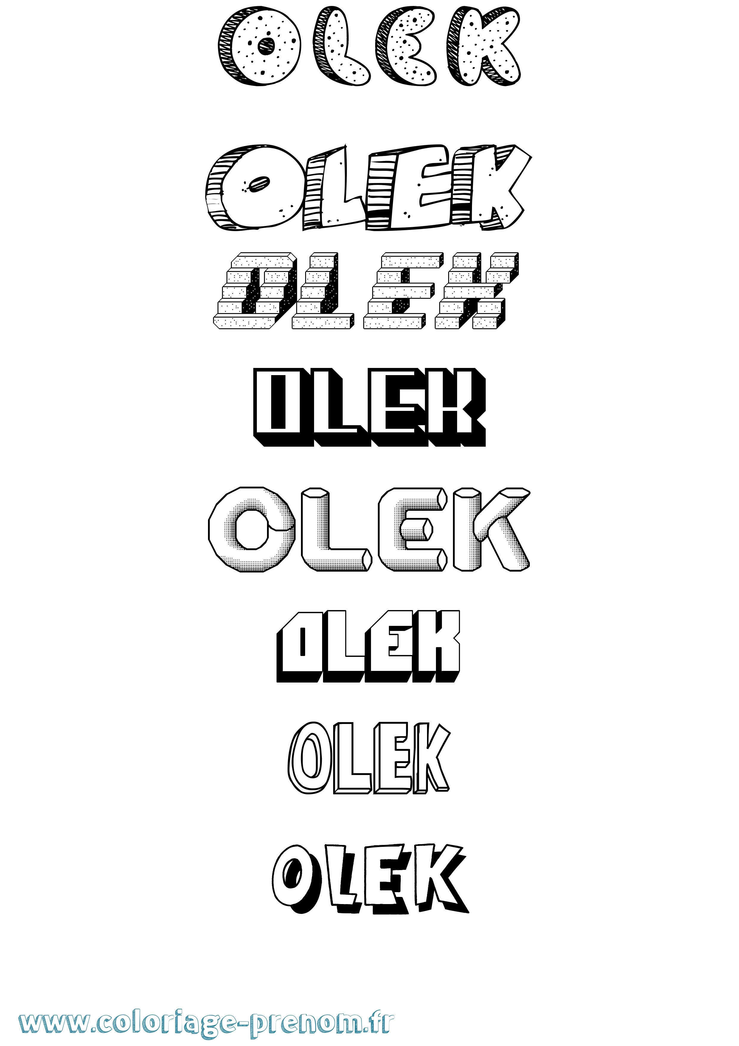 Coloriage Olek Effet 3D Coloriage prénom Olek Effet 3D