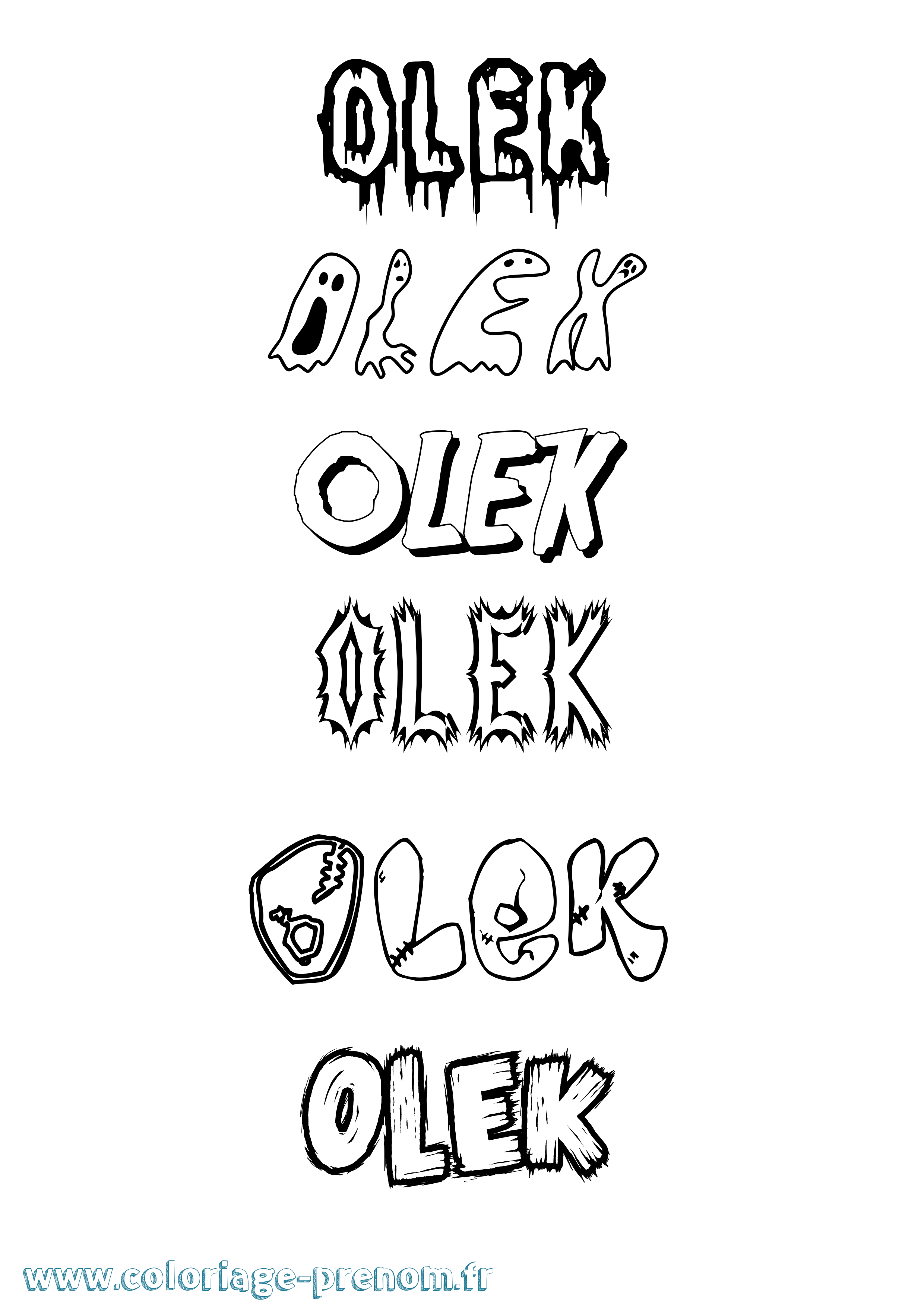 Coloriage prénom Olek Frisson