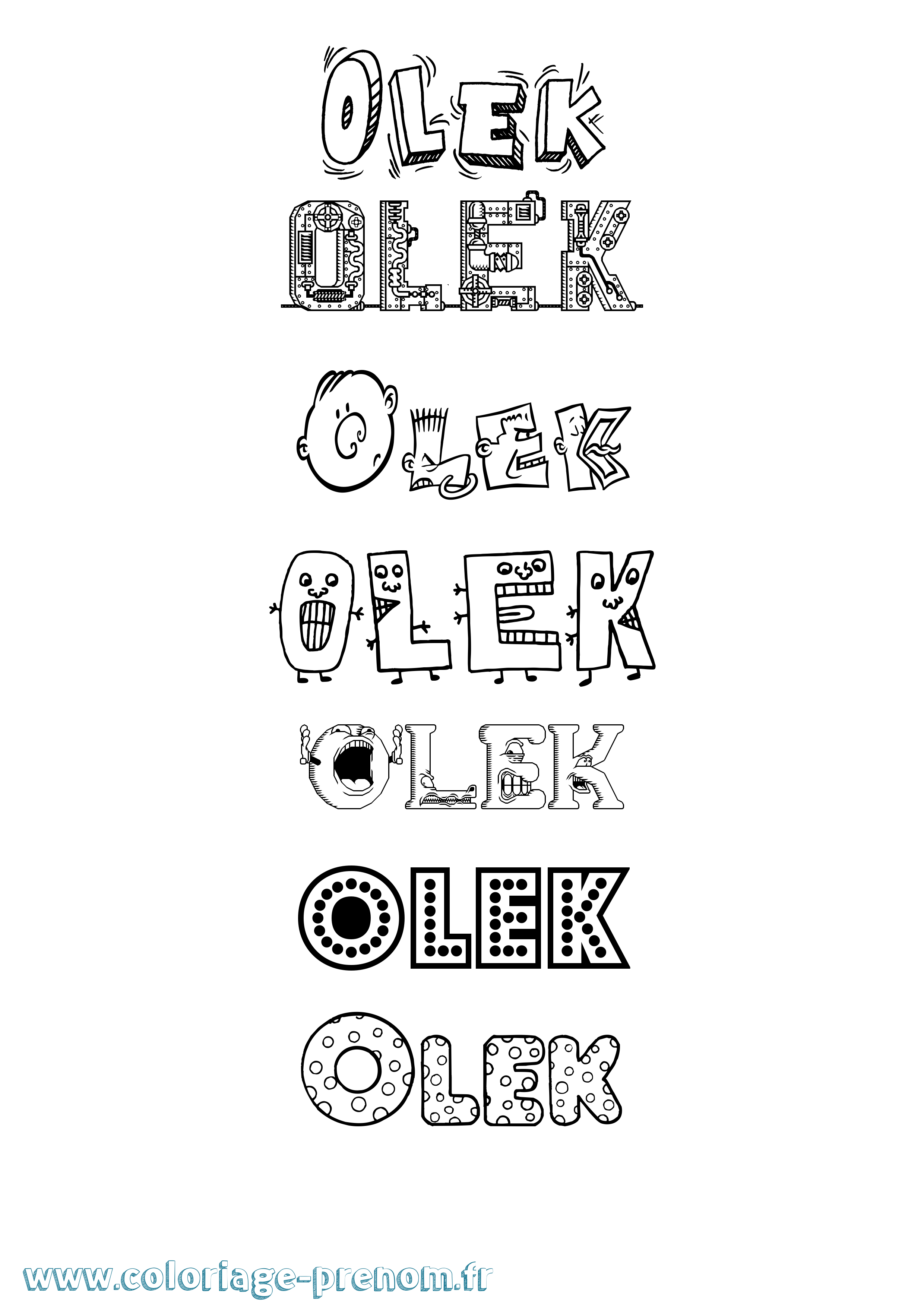 Coloriage prénom Olek Fun