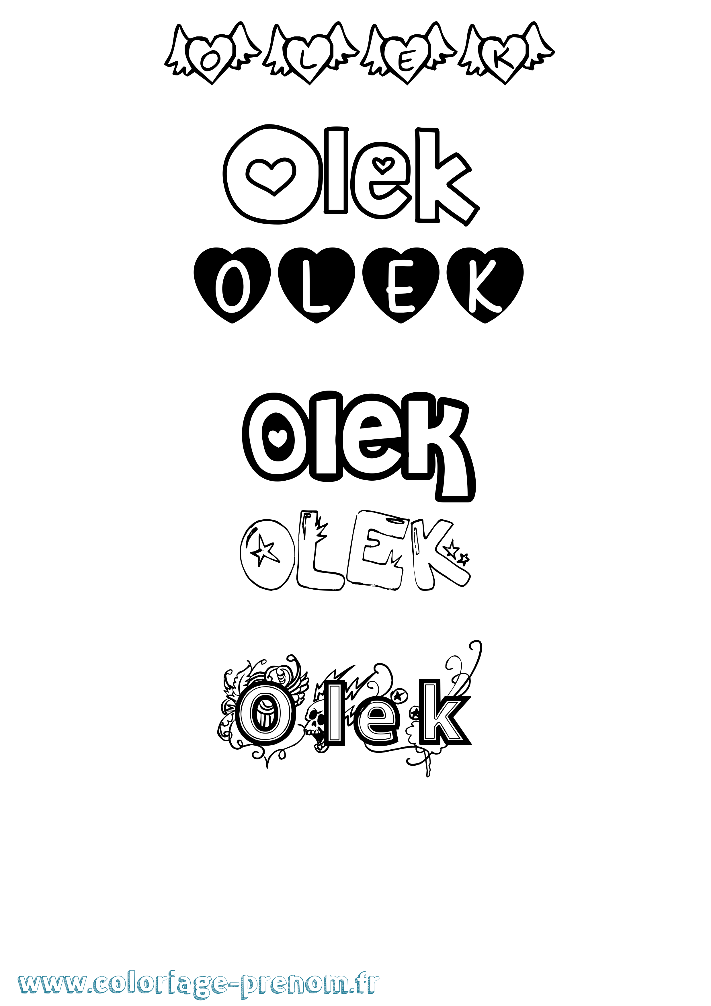 Coloriage prénom Olek Girly