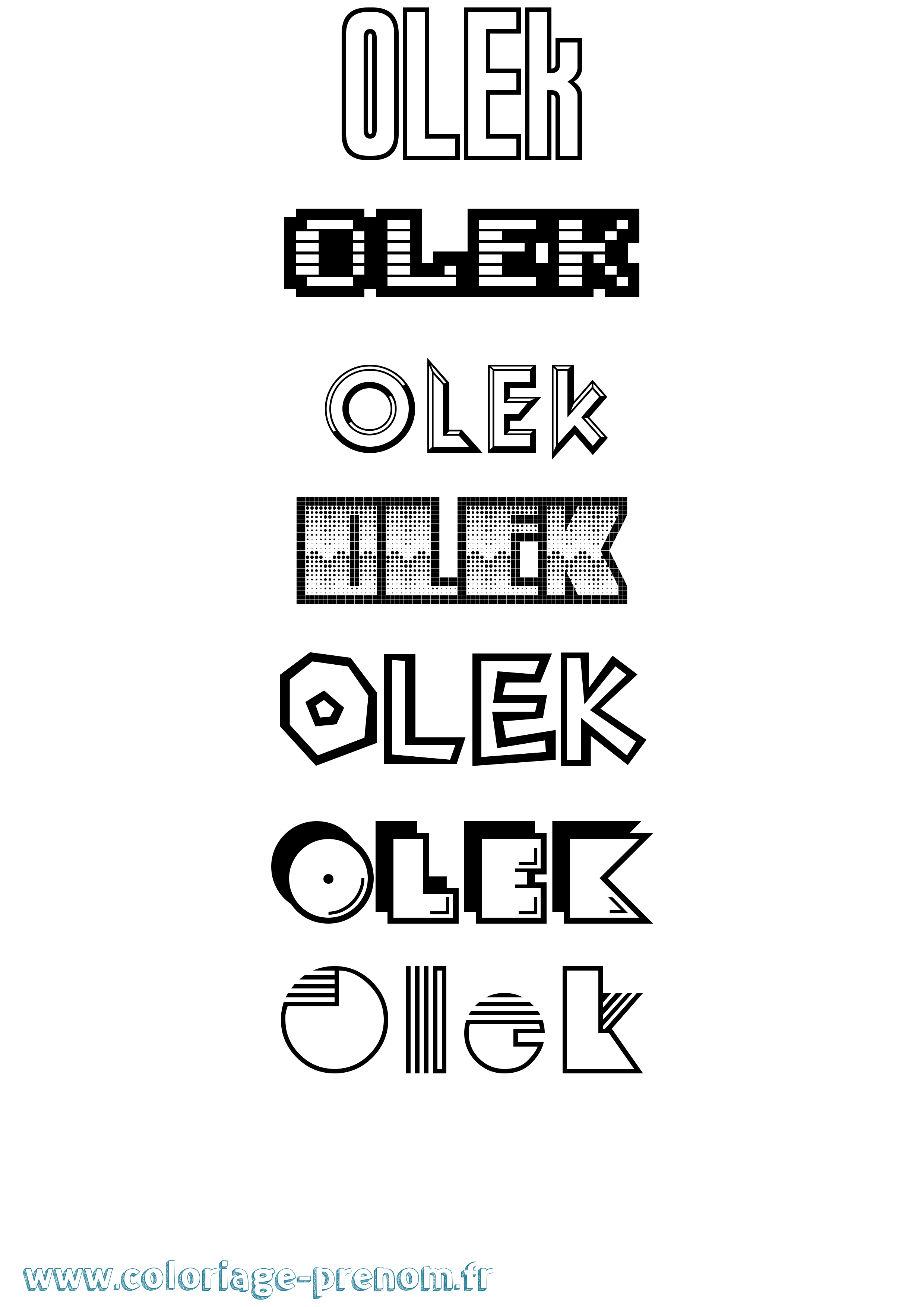 Coloriage prénom Olek Jeux Vidéos