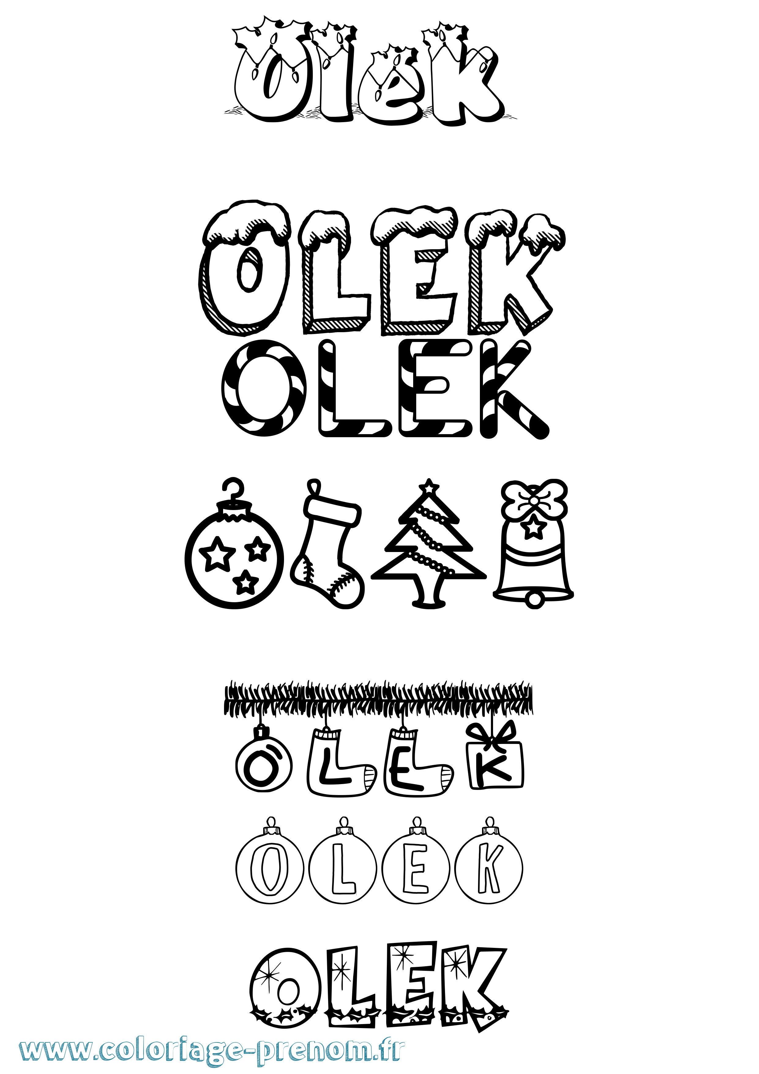 Coloriage prénom Olek Noël