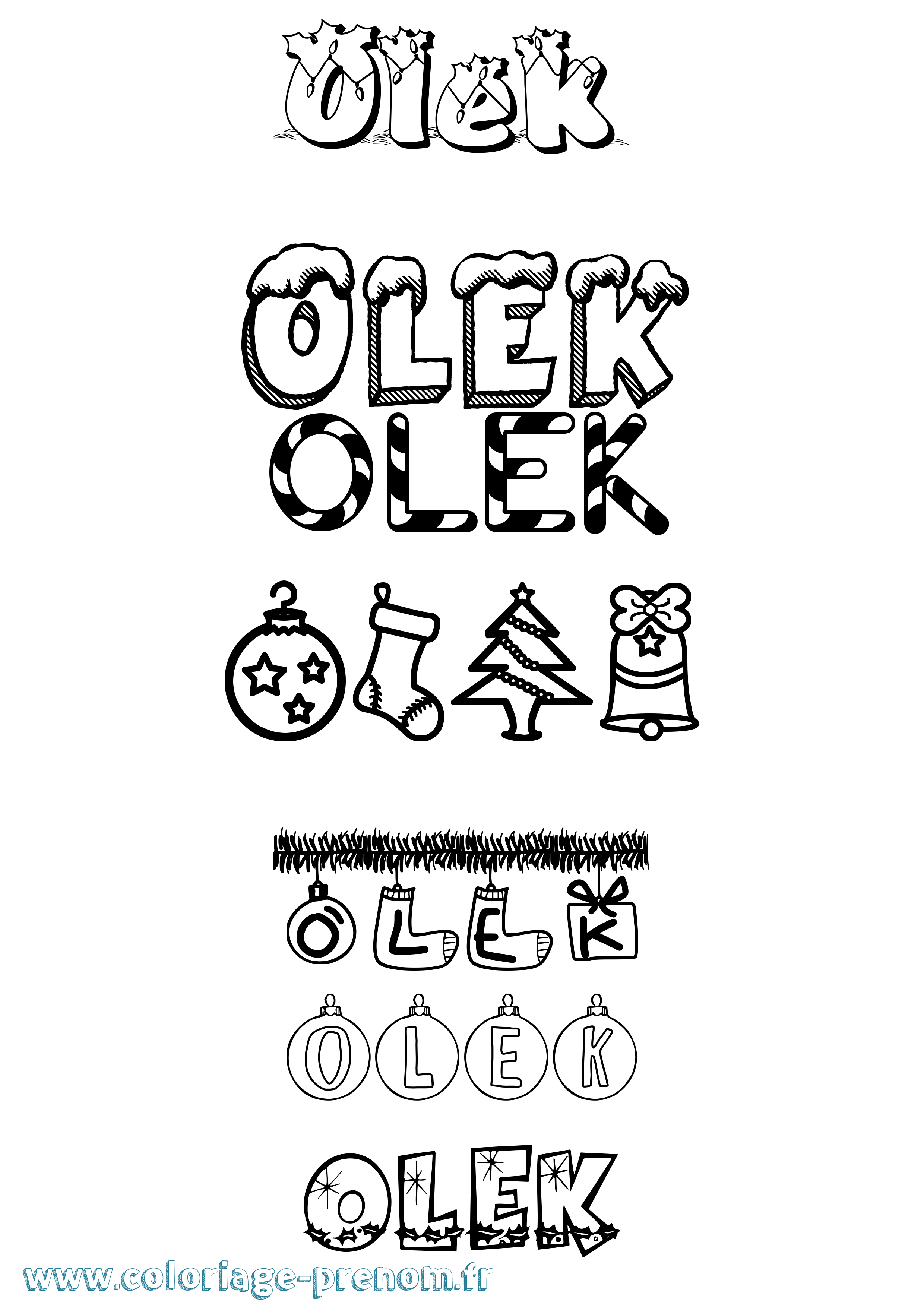 Coloriage Olek Noël Coloriage prénom Olek Noël