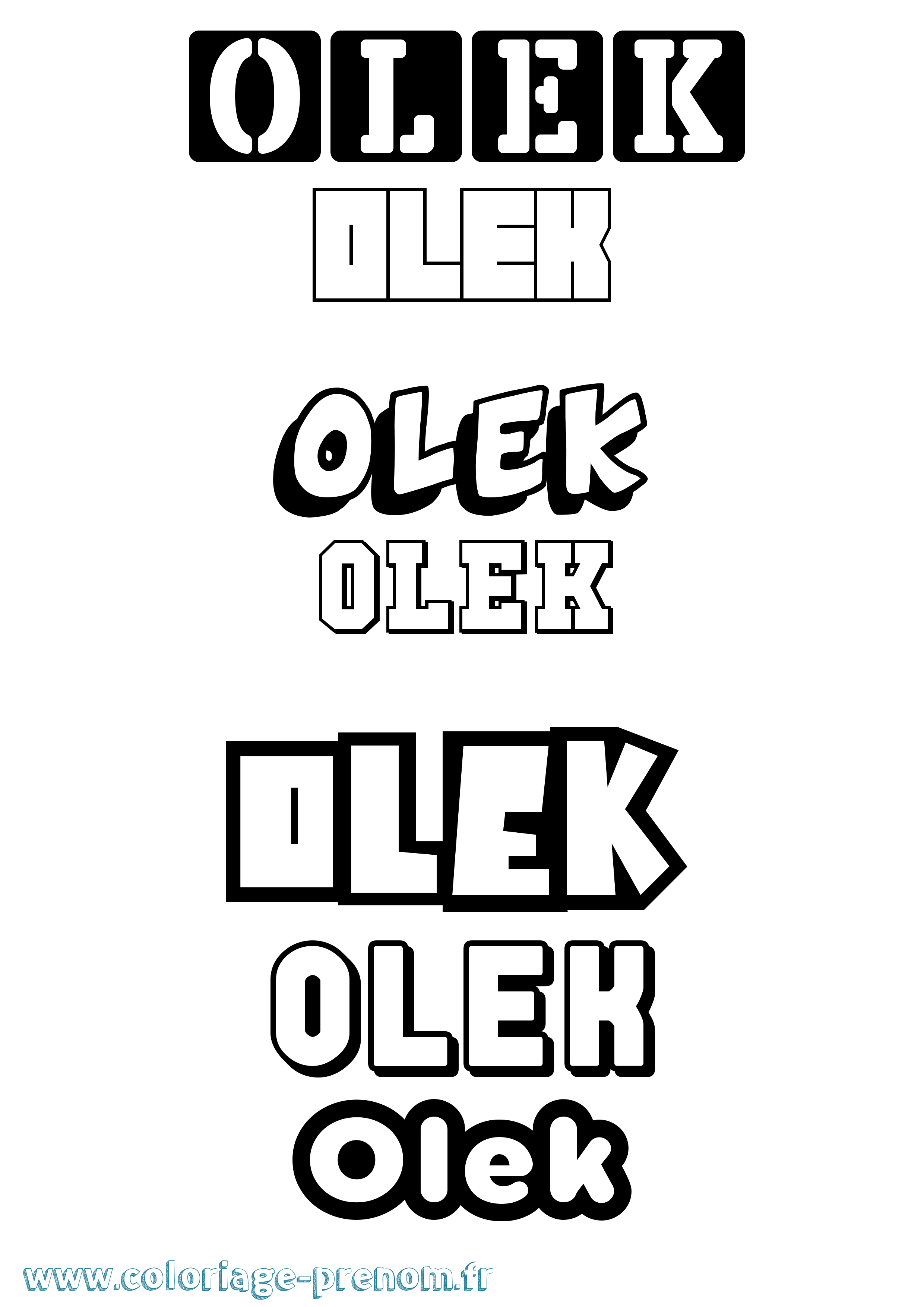 Coloriage prénom Olek Simple